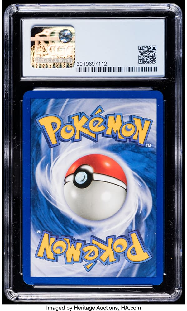 The back face of the graded, 1st Edition copy of Gengar from the Fossil expansion of the Pokémon TCG. Currently available at auction on Heritage Auctions' website.