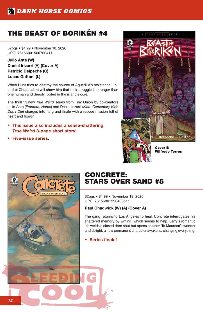 Dark Horse Comics' Official Full October 2026 Solicits