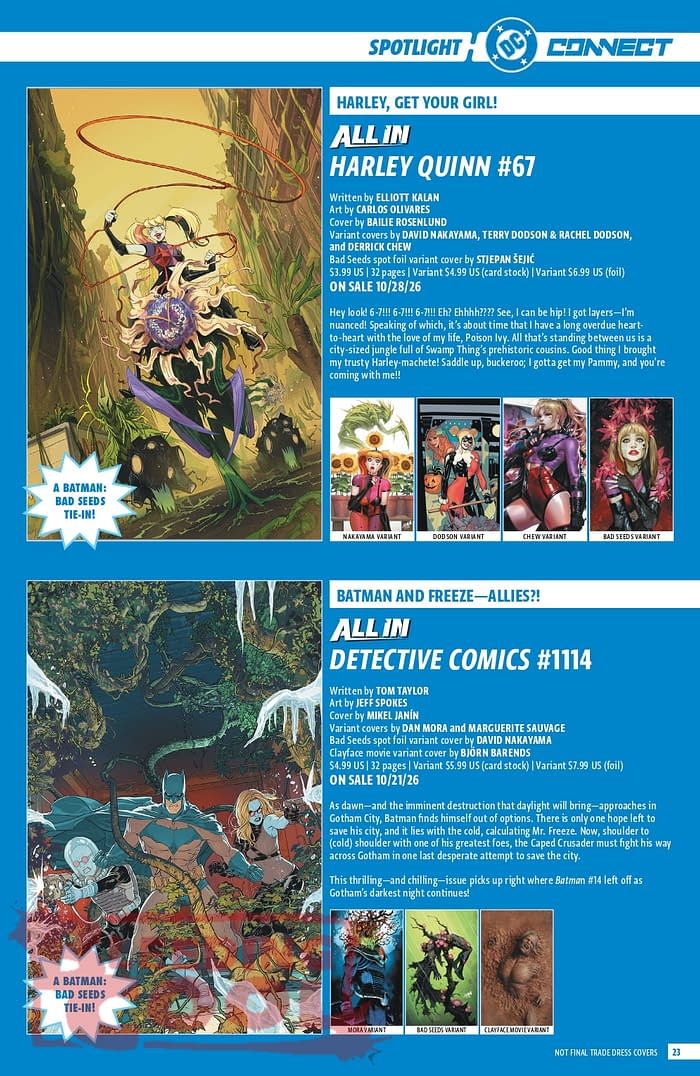 Official: DC Comic Full October 2026 Solicits And Solicitations