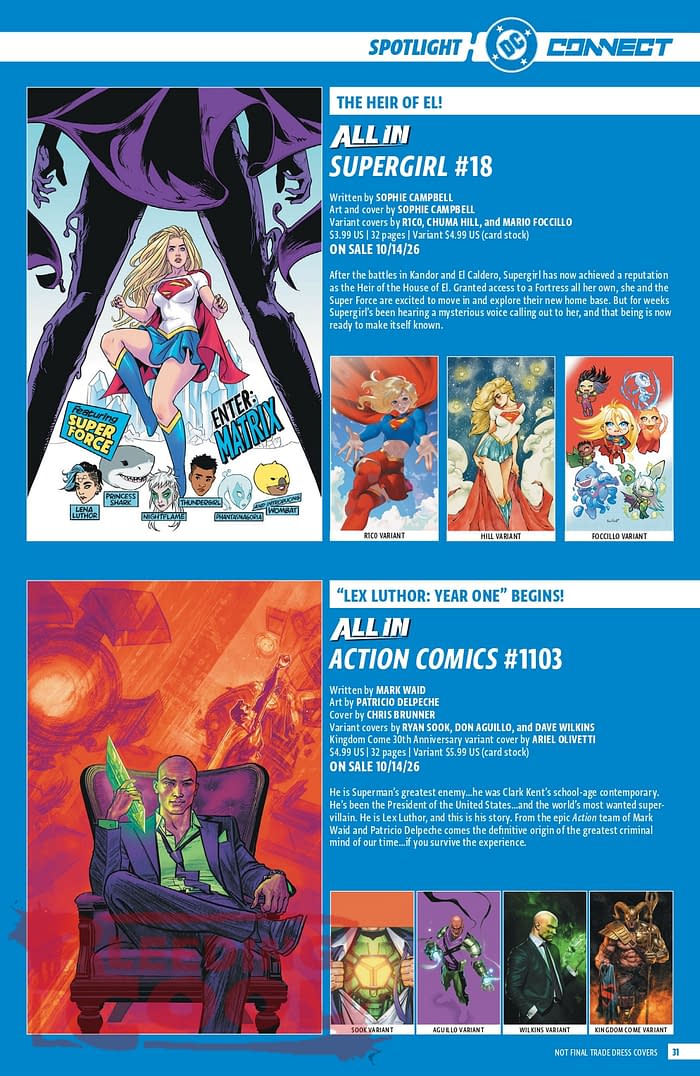 Official: DC Comic Full October 2026 Solicits And Solicitations