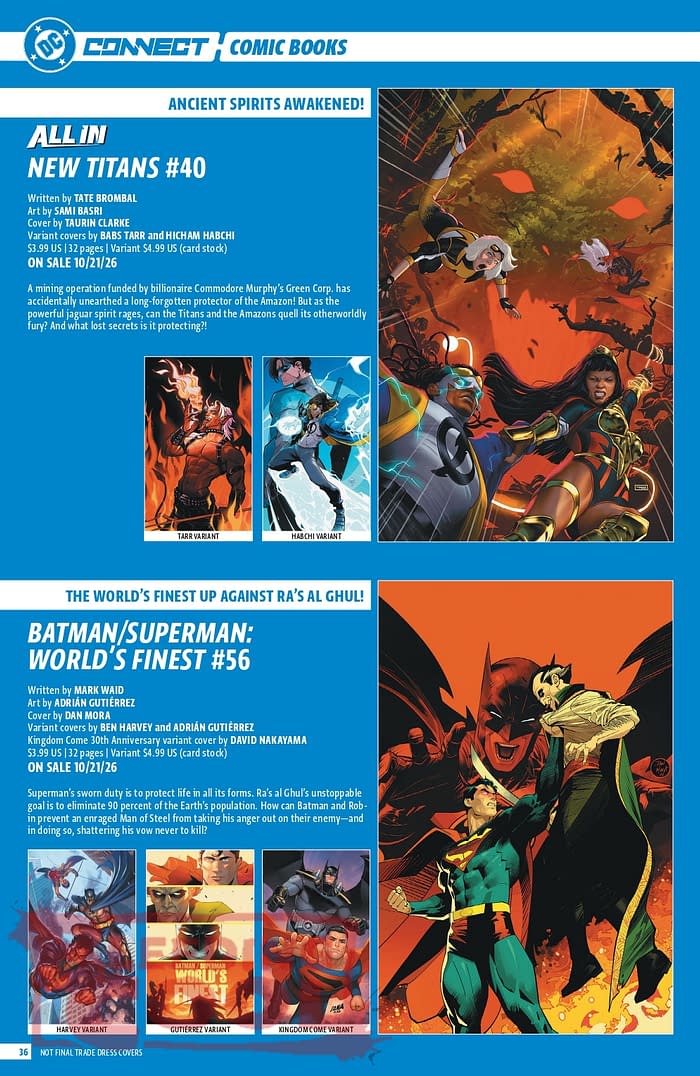 Official: DC Comic Full October 2026 Solicits And Solicitations