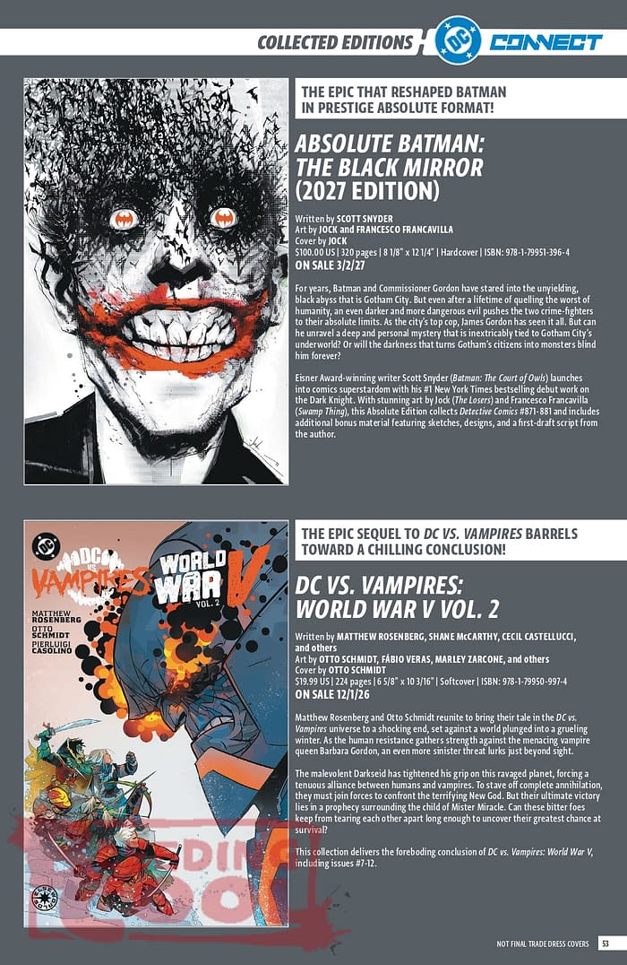 Official: DC Comic Full October 2026 Solicits And Solicitations