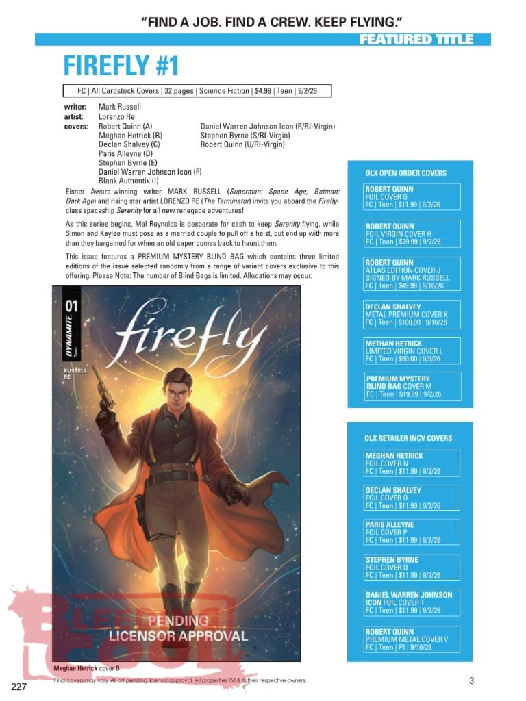 Dynamite Official Full September 2026 Solicits And Solicitations
