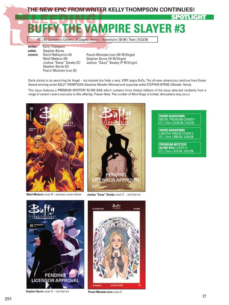 Dynamite Official Full September 2026 Solicits And Solicitations