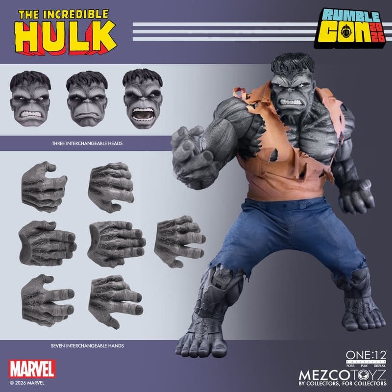 Mezco Toyz Goes Gray With a NYCC Exclusive One:12 Collective Hulk