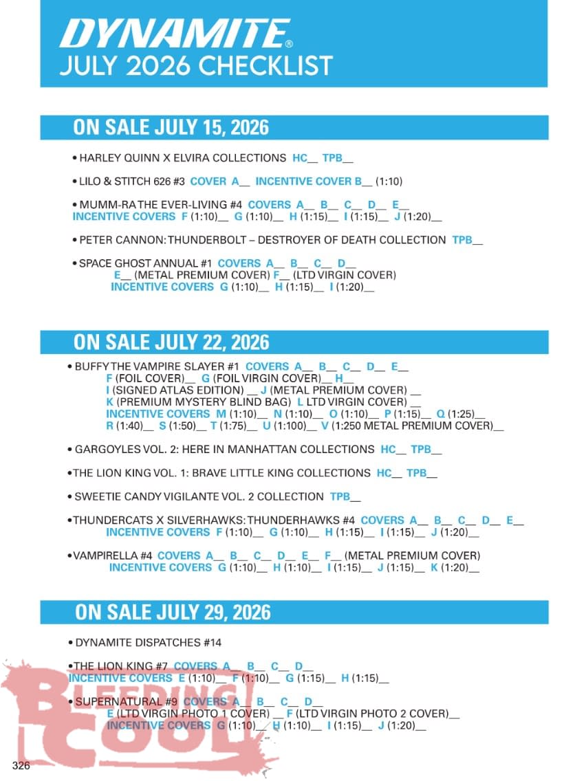 Dynamite July 2026 Full Solicits And Solicitations