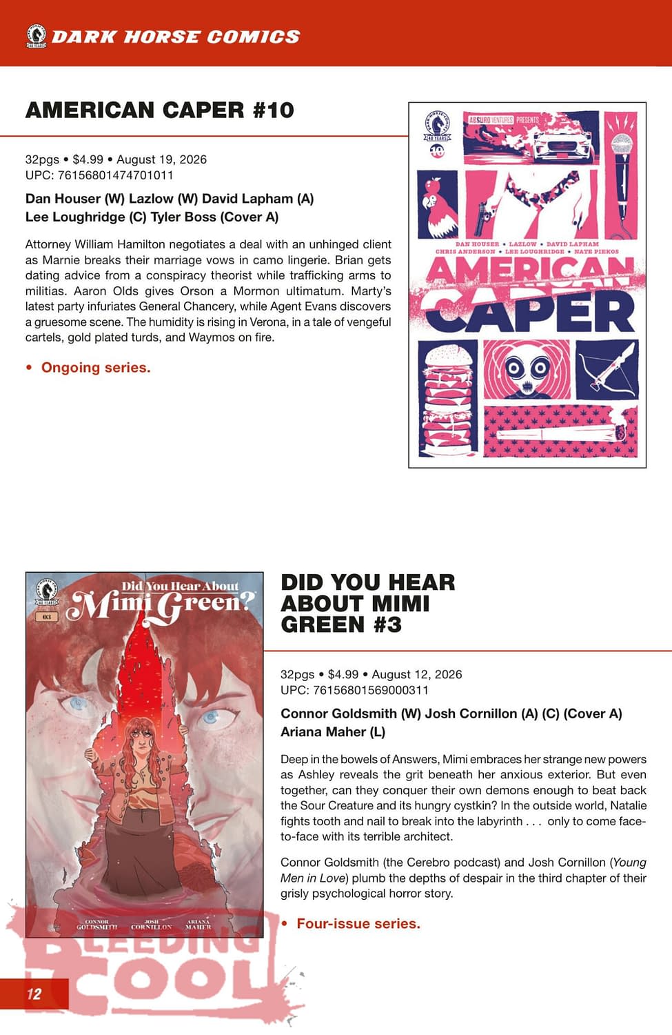 Dark Horse Comics Full August 2026 Solicits