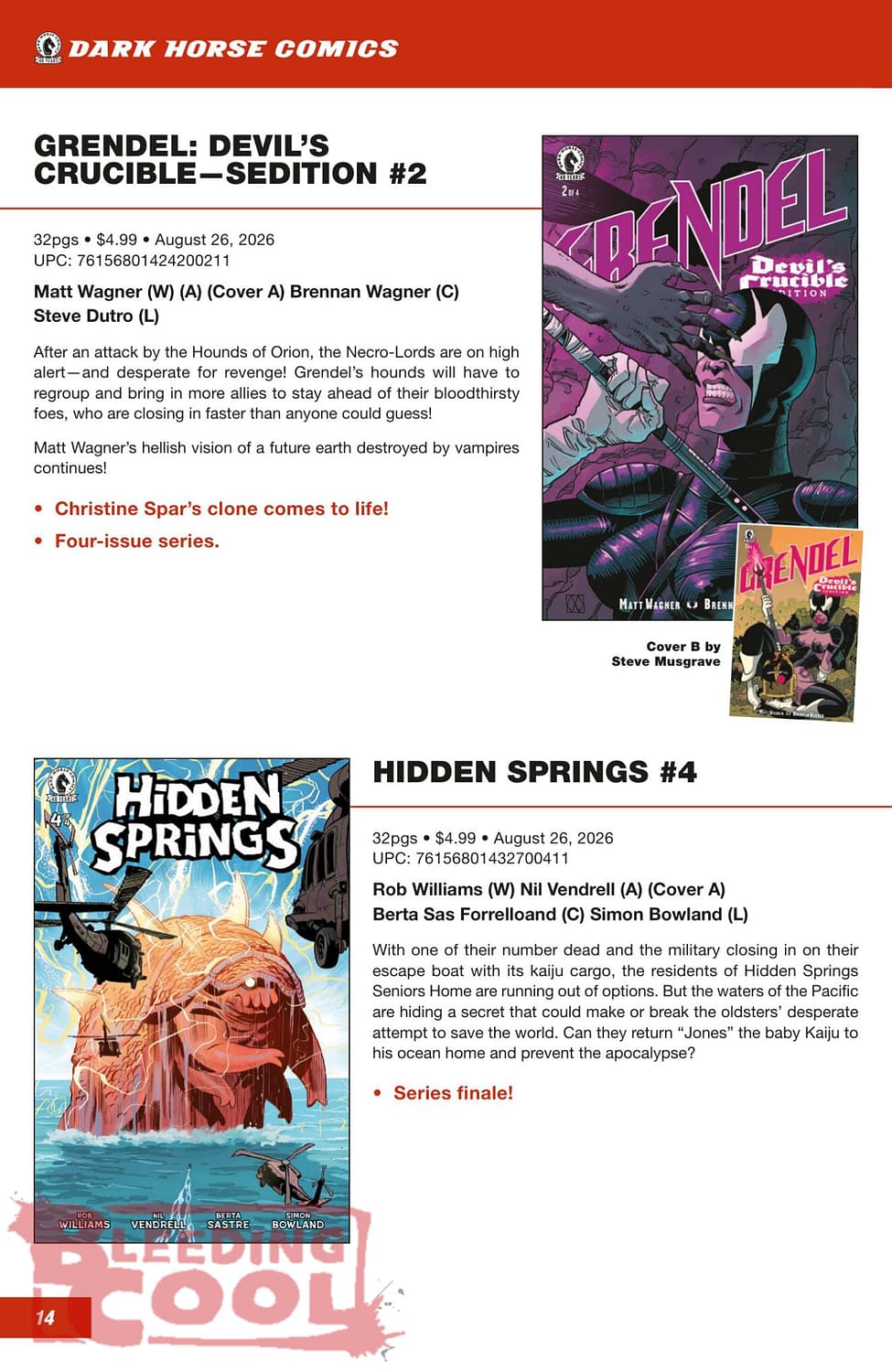 Dark Horse Comics Full August 2026 Solicits