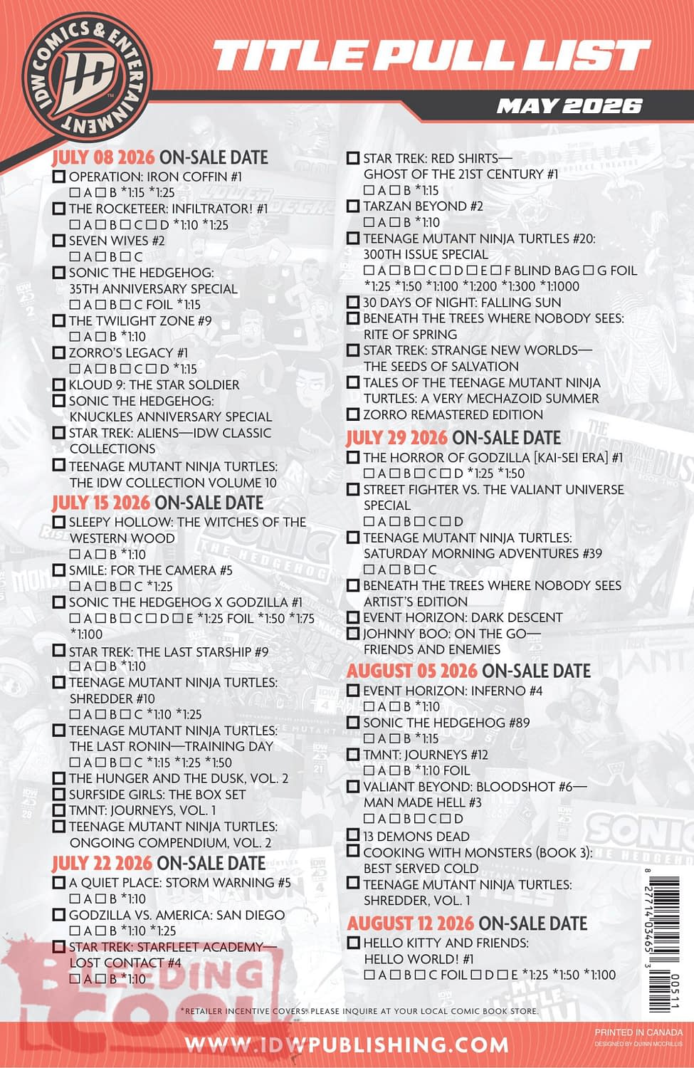 Exclusive: IDW Full July 2026 Solicits And Solicitations