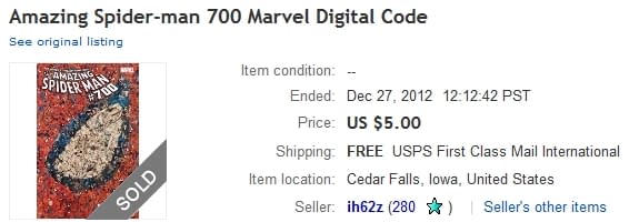 Selling Your Amazing Spider-Man #700 Digital Codes