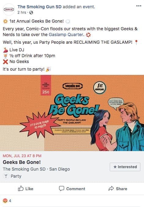 General Manager of Smoking Gun Bar Apologises for 'Geeks Be Gone' Event