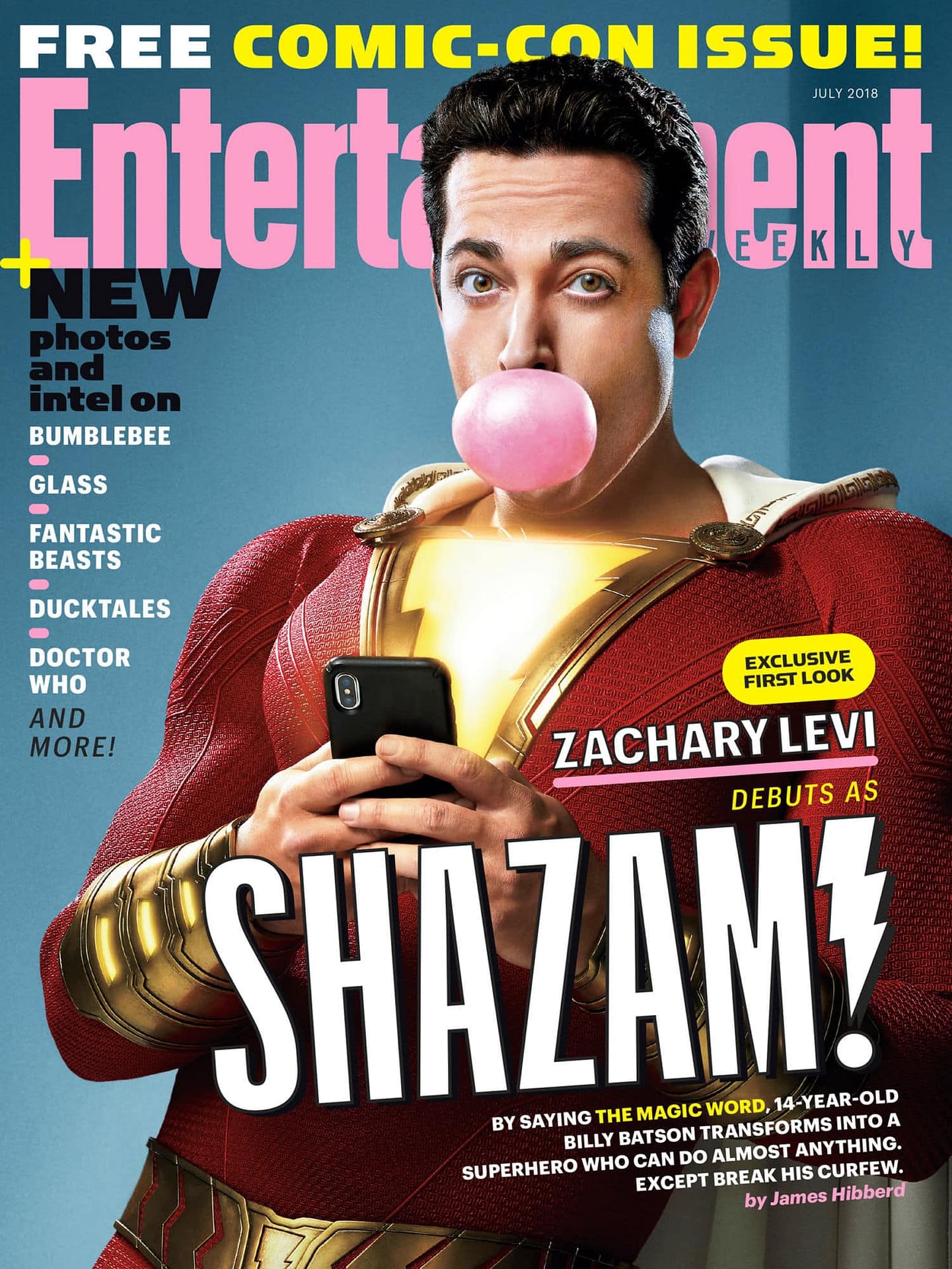 Shazam! is on the Cover of the EW Comic-Con Issue