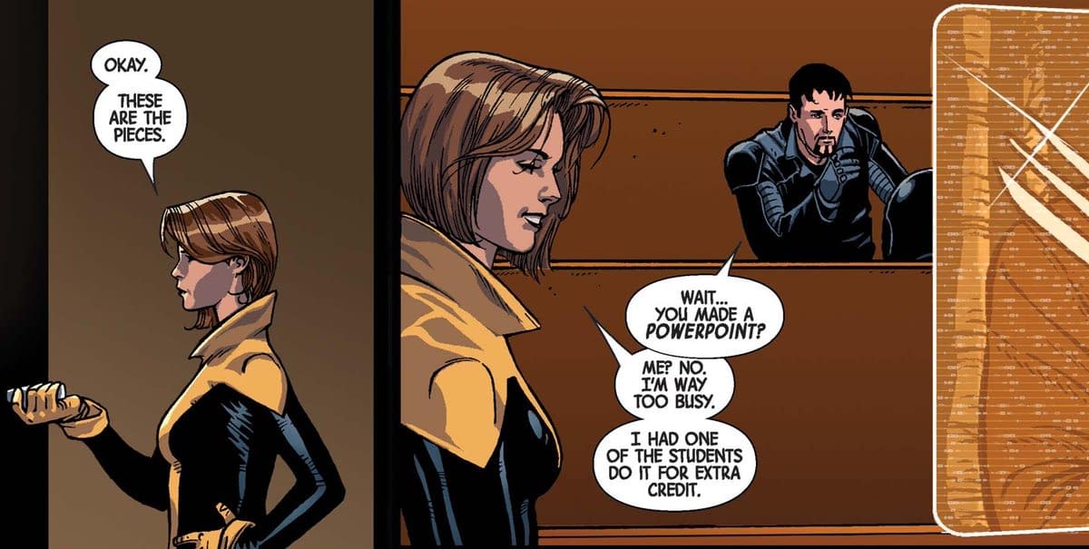 Kitty Pryde Uses Power Point to Figure Out the Point of All This in Hunt  for Wolverine: Dead Ends