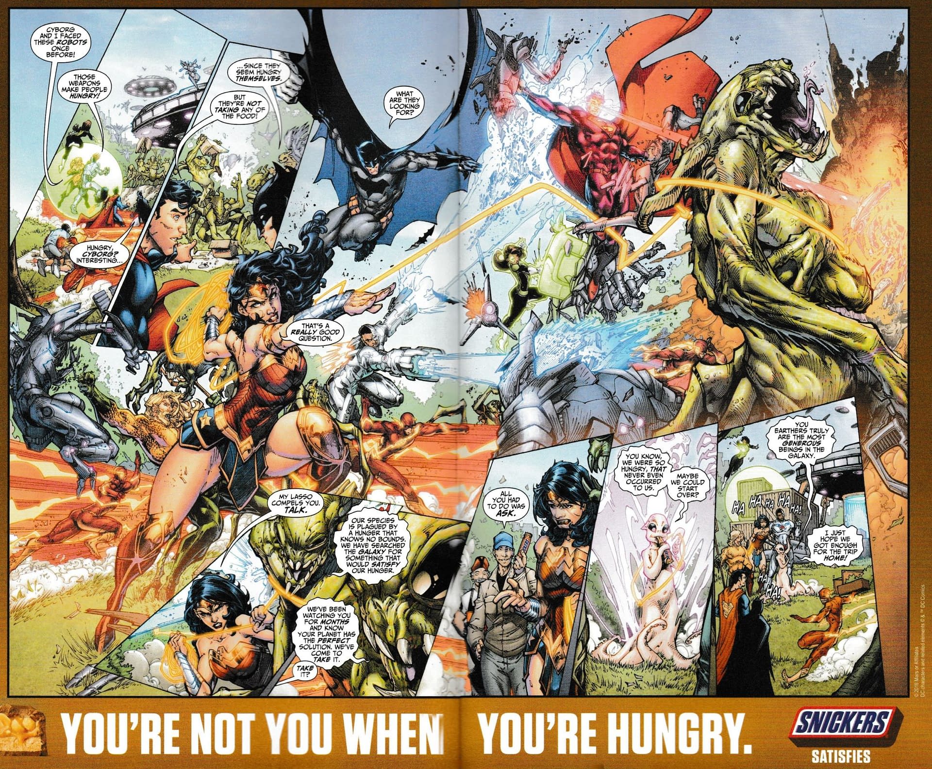 Watch Out for The Double Page Snickers Ad in Today's DC Comics