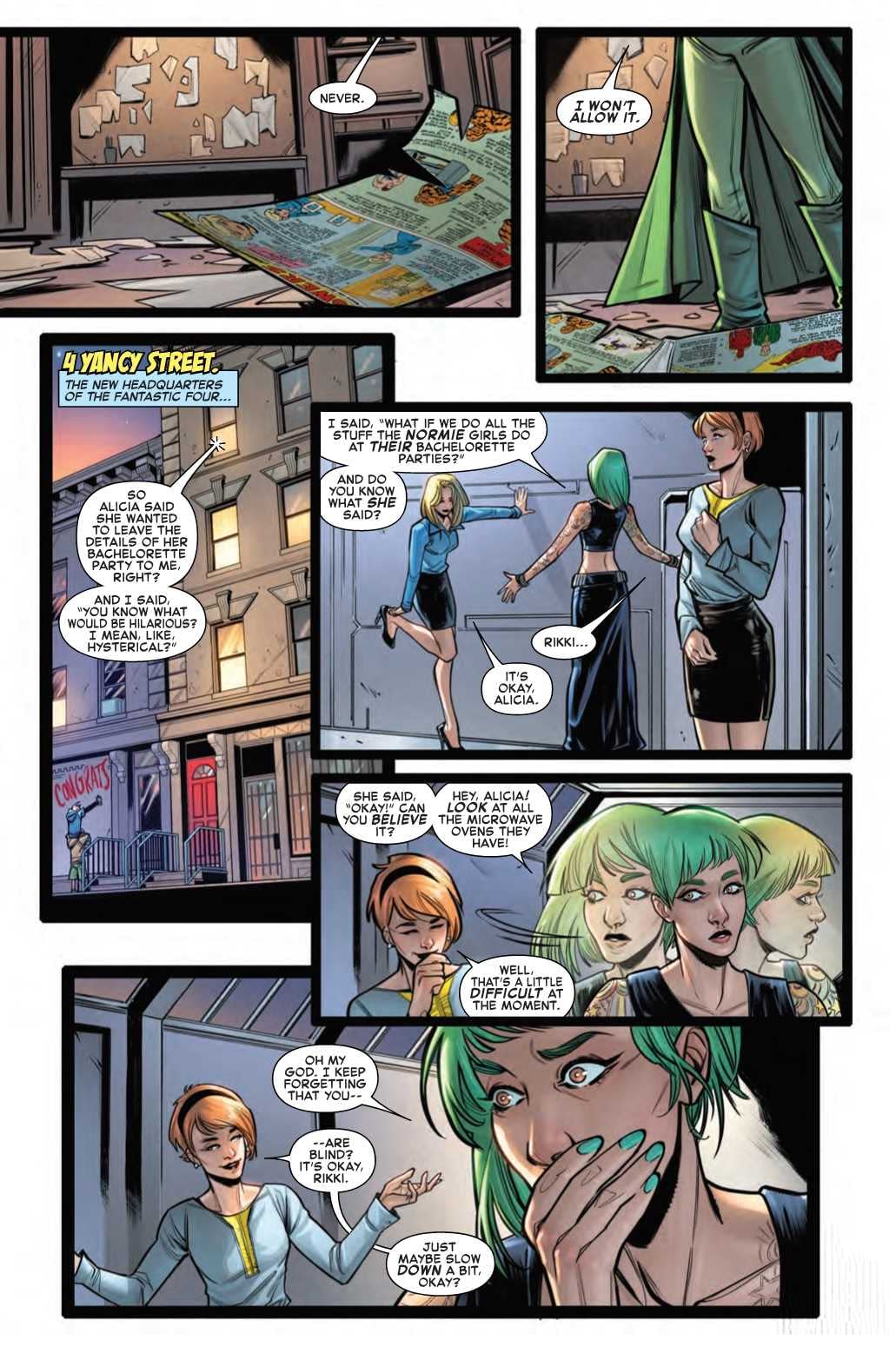 Ben Doesn't Want Any Shenanigans at Alicia's Bachelorette Party in Next Week's Fantastic Four Wedding Issue
