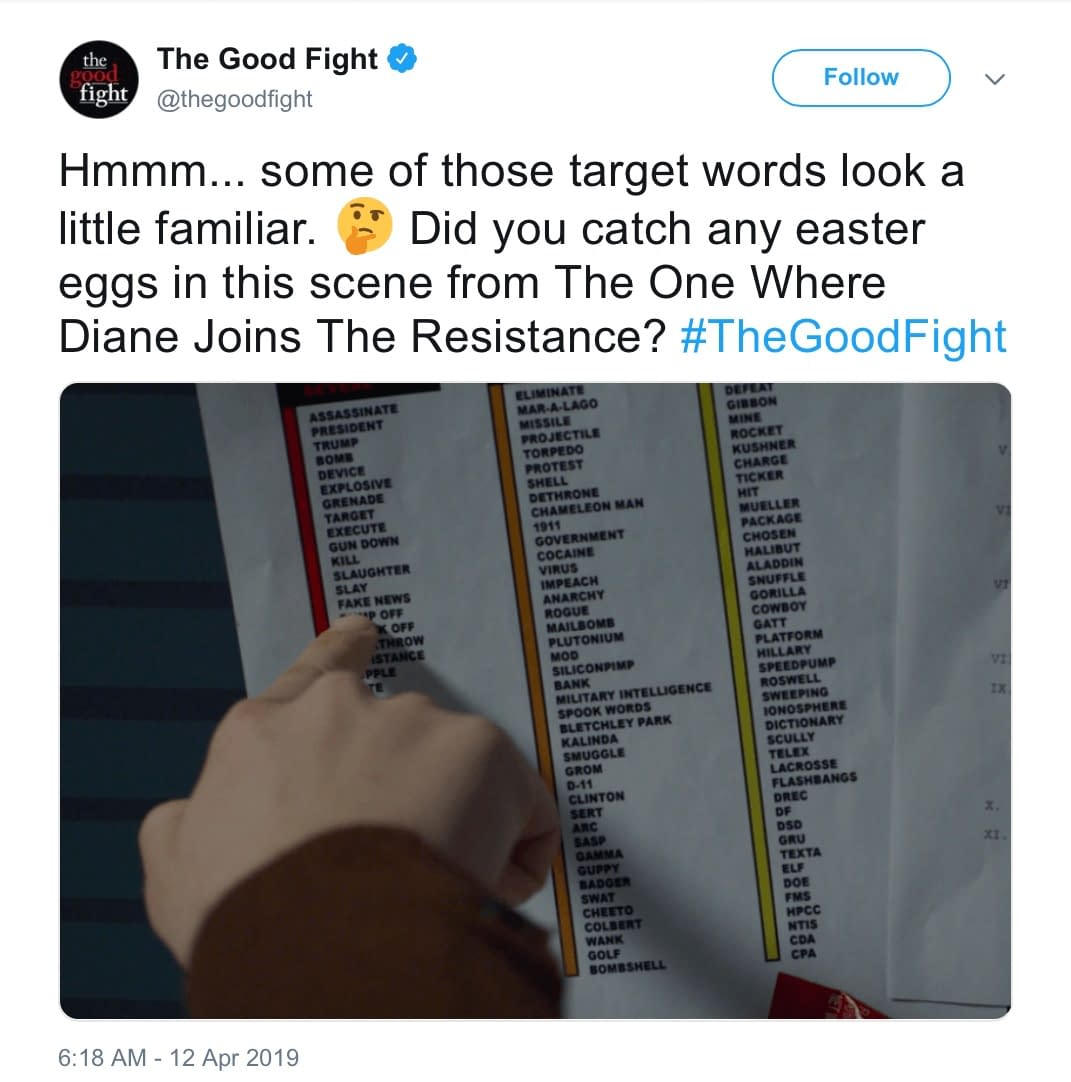 Did CBS All Access' 'The Good Fight' Tweet Veiled Trump Threat?
