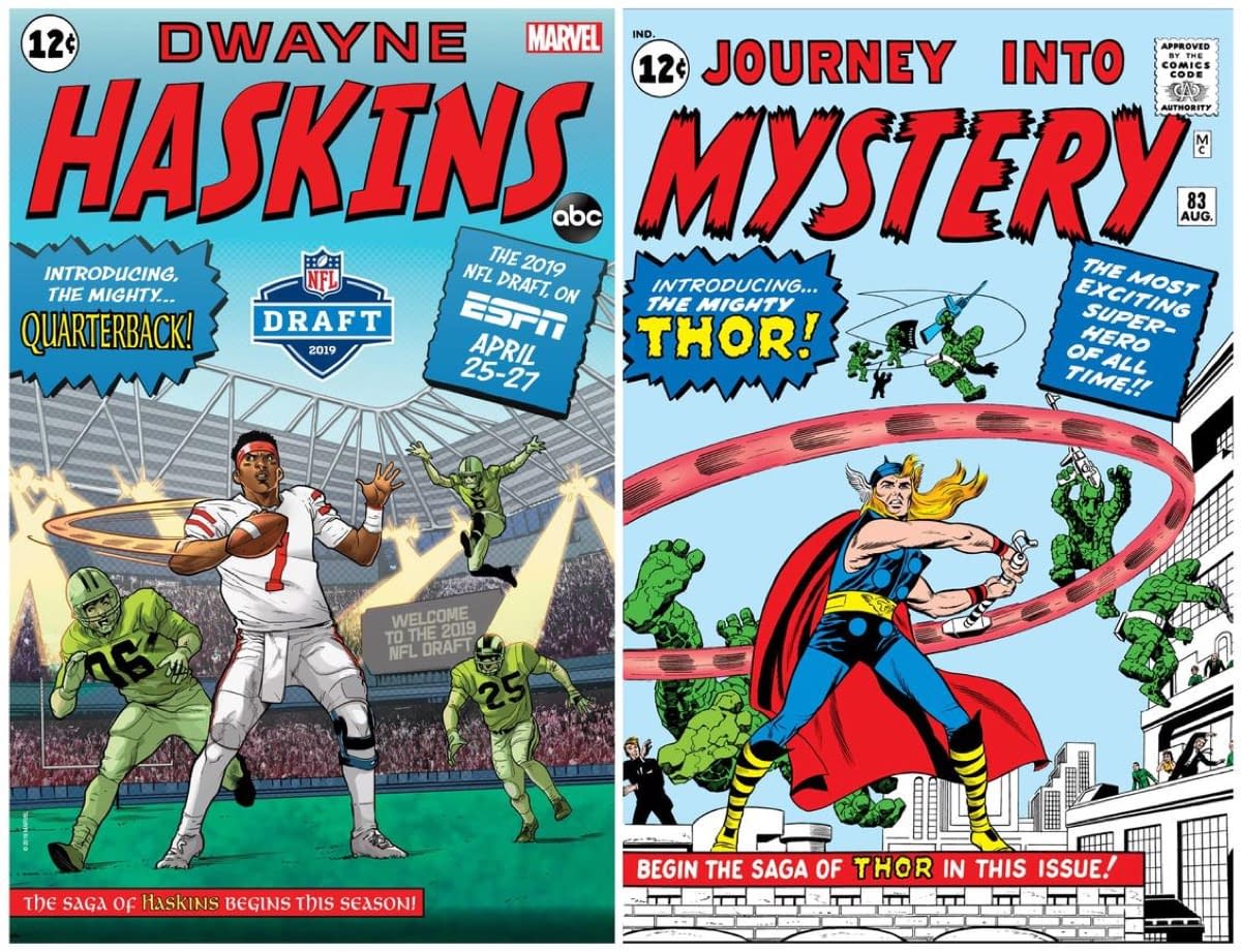 NFL SuperPro: Marvel and ESPN Homage Classic Comic Covers for Draft