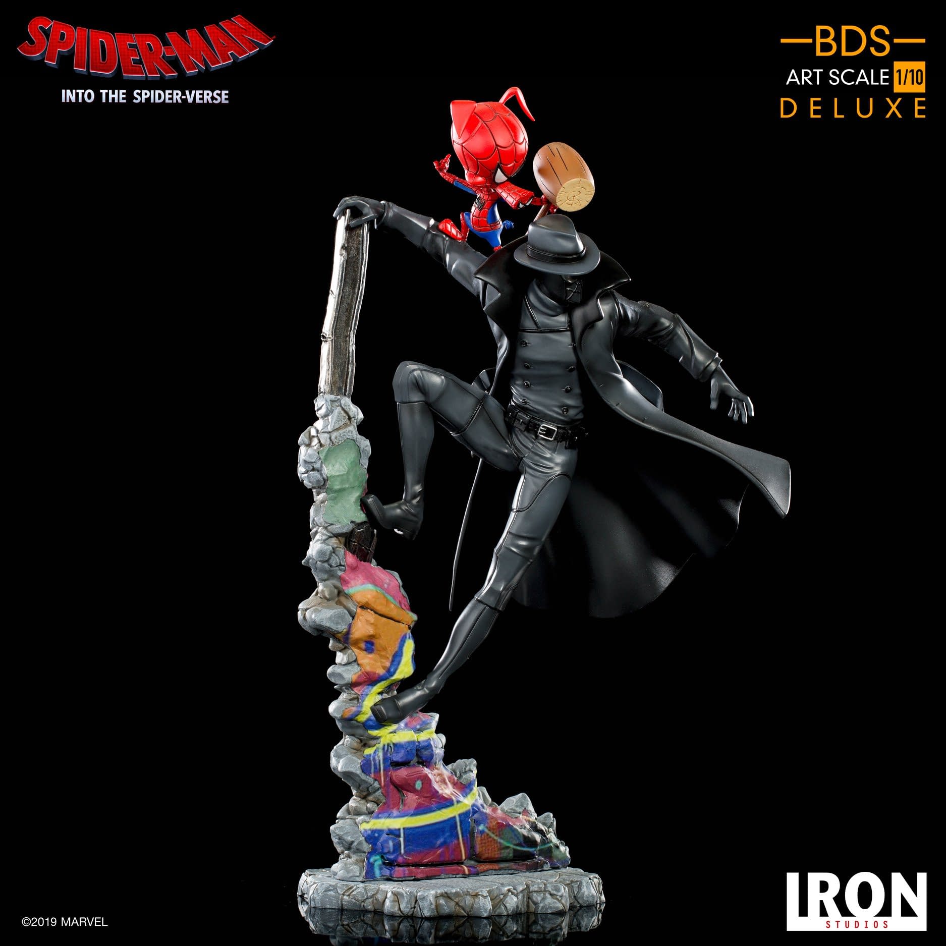 Noir Spider-Man Teams Up With Spider-Ham In Iron Studios Statue 