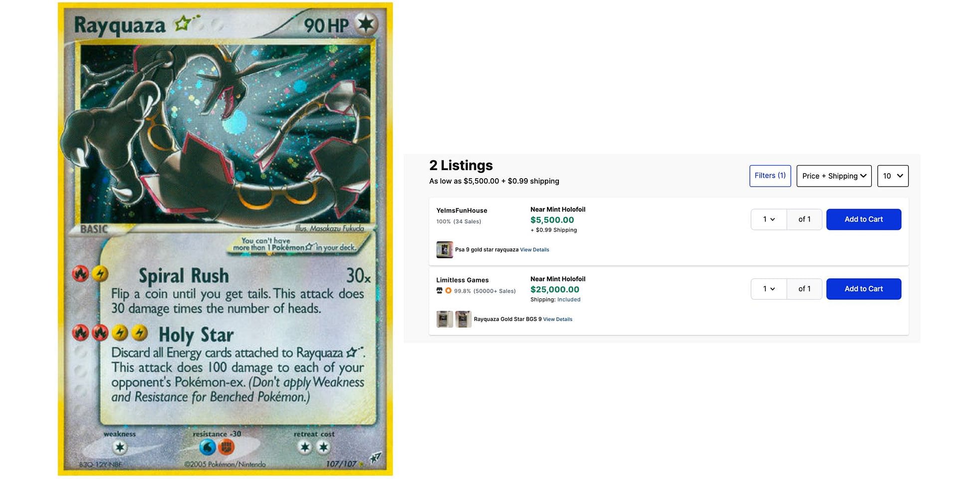 Shining Rayquaza ☆ - 107/107 - Shiny Rare Holo - Pokemon Singles