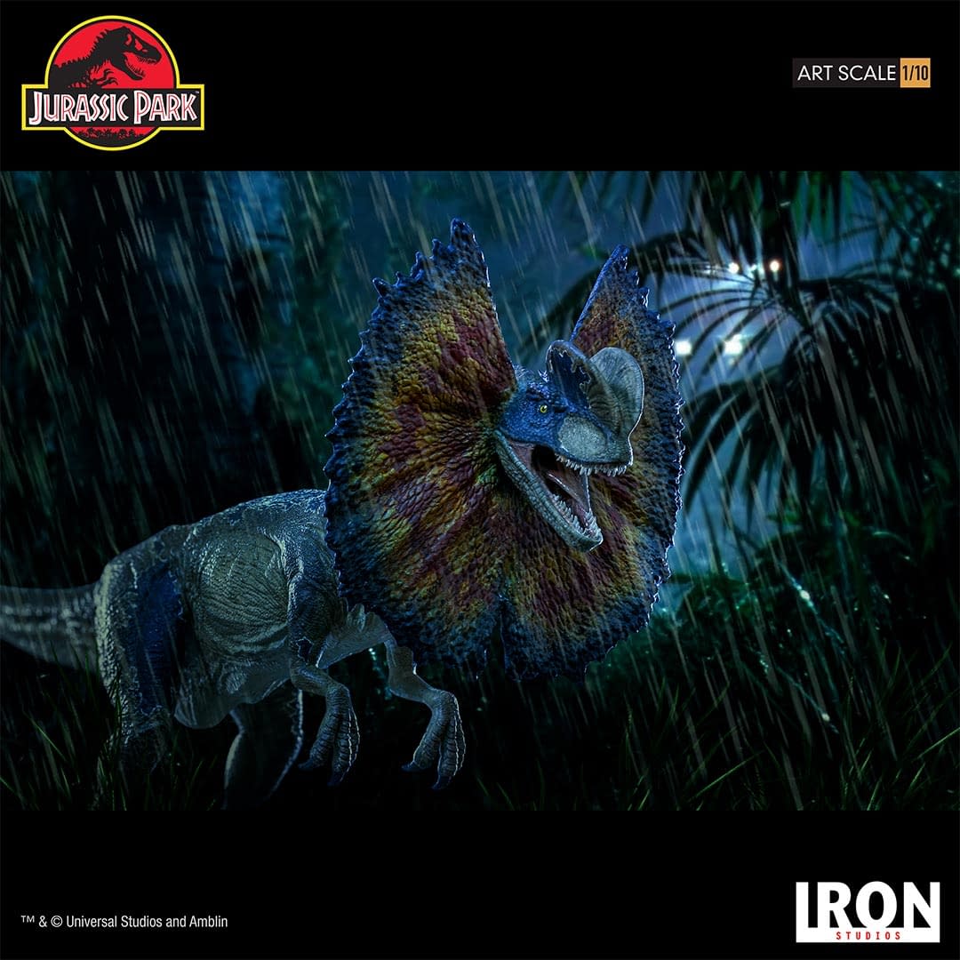 Jurassic Park Dilophosaurus has Escaped in New Iron Studios Statue 