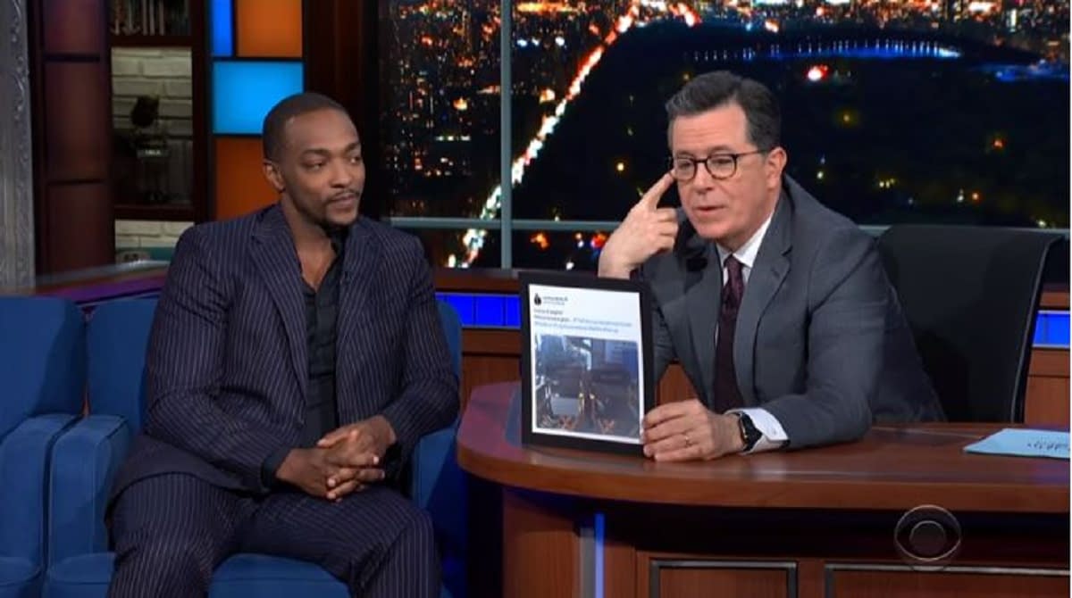 "The Falcon and the Winter Soldier" Shoot "Almost Done"; Anthony Mackie: "The Shield Is in Good Hands"; Stephen Colbert Reminds Him Who New Falcon REALLY Is [VIDEO]
