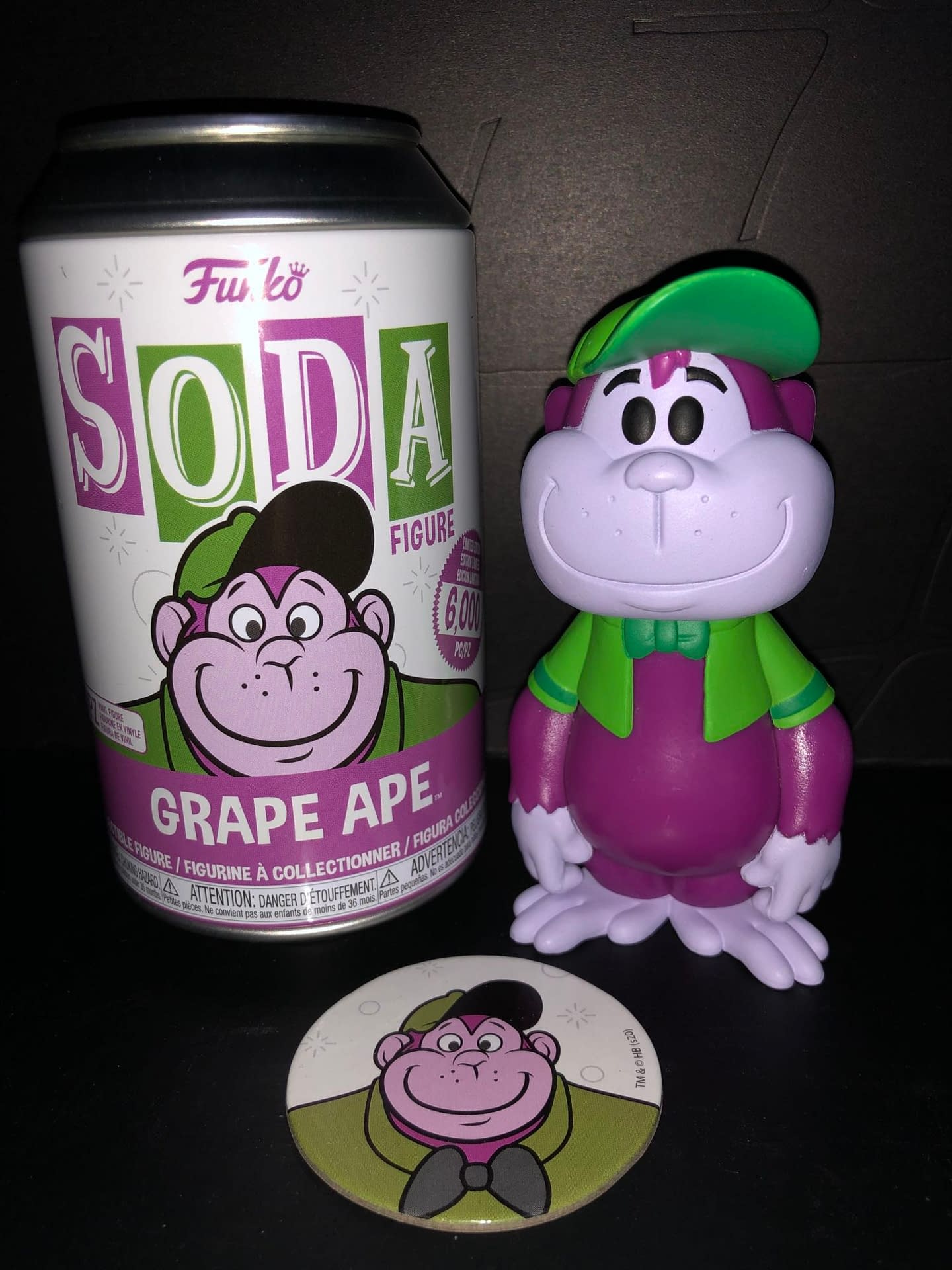 Funko Soda Vinyl Figure The Grape Ape Show Great Ape figure and can front view.