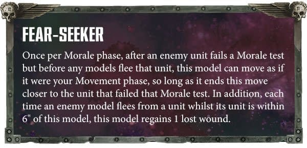 The Fear-Seeker ability for Exalted Keepers of Secrets, usable in Warhammer 40,000.
