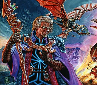 The artwork depicting Urza from Vanguard, a special-release set from Magic: The Gathering.