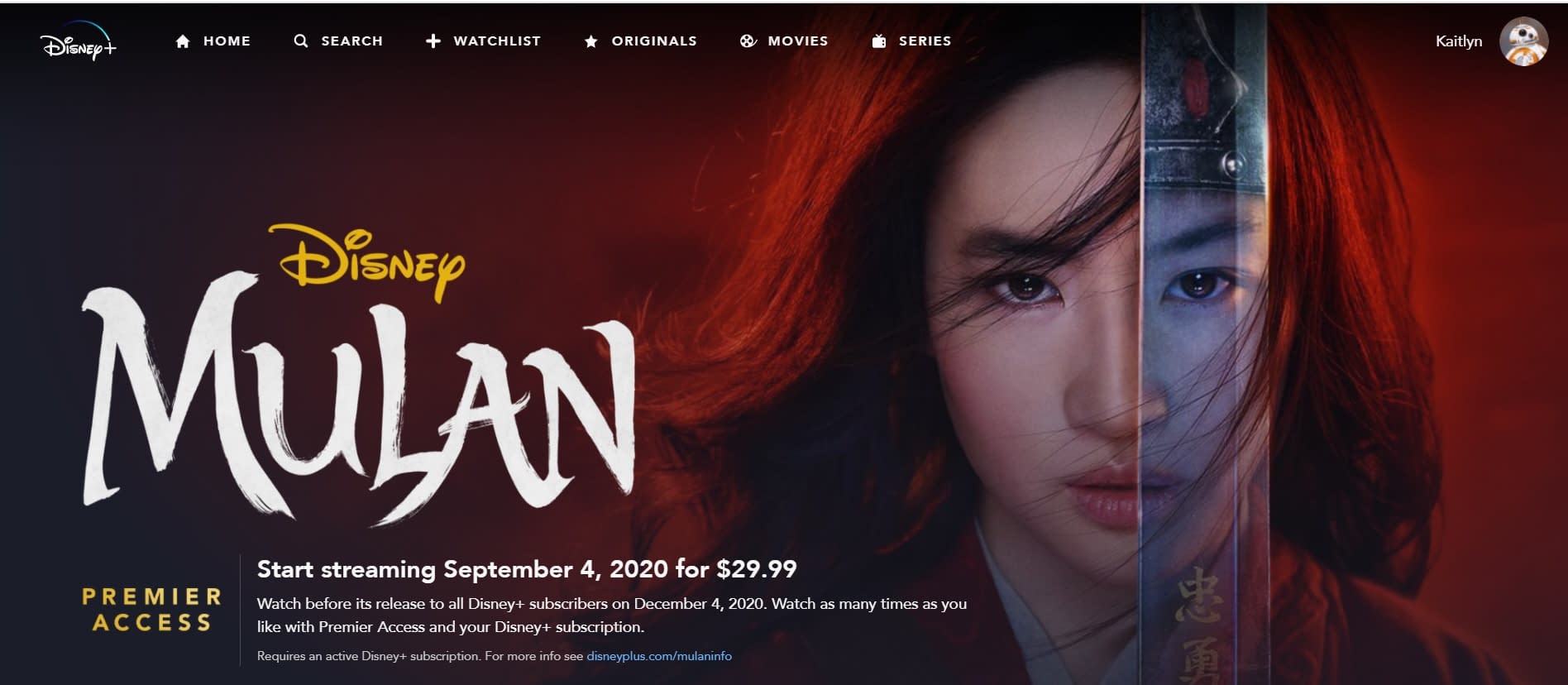 Mulan Will Be Available for Free on Disney+....Eventually