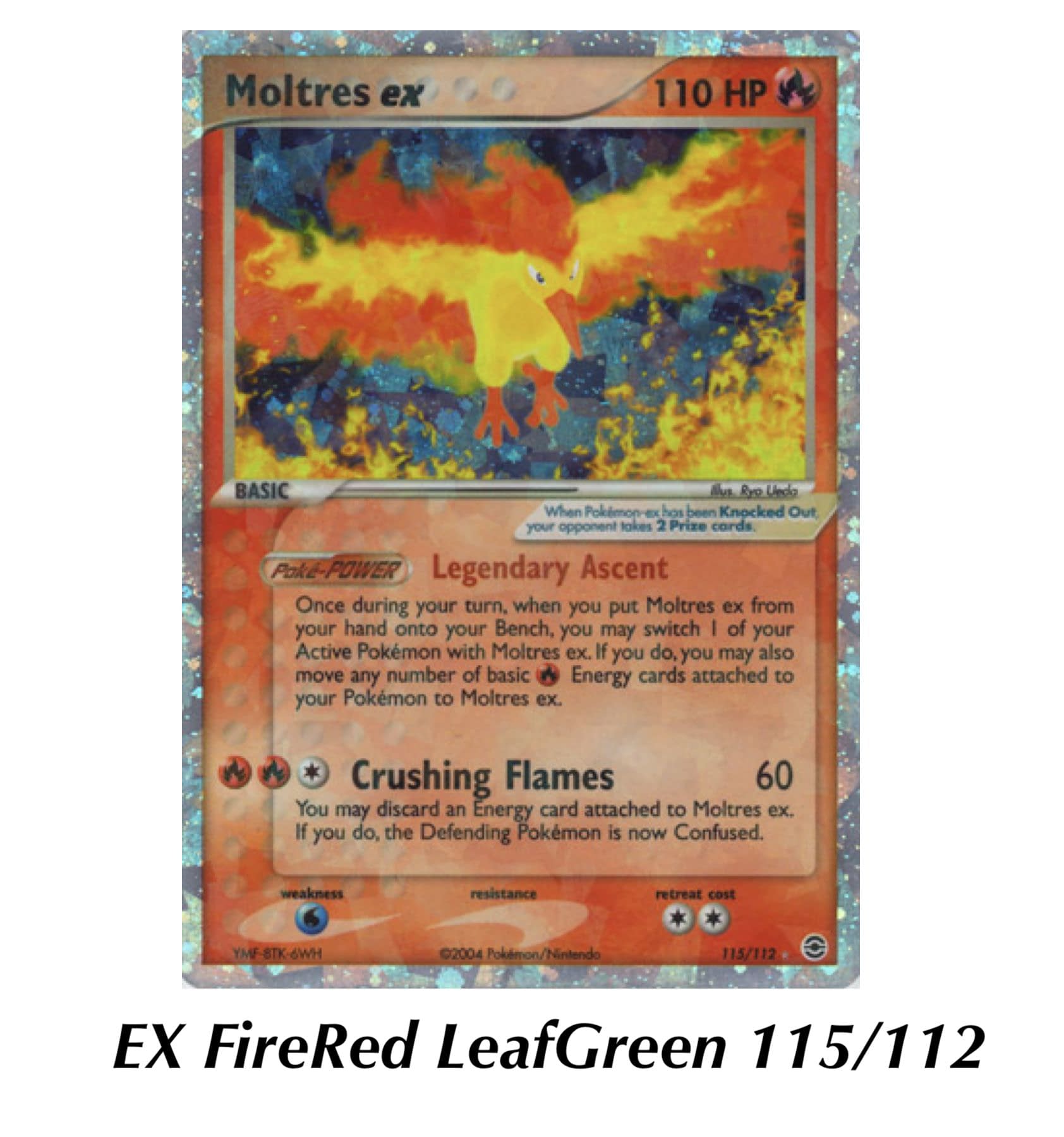 2004 Pokemon EX Fire Red & Leaf Green Moltres ex KSA 4 Secret rare CRACKED  ICE