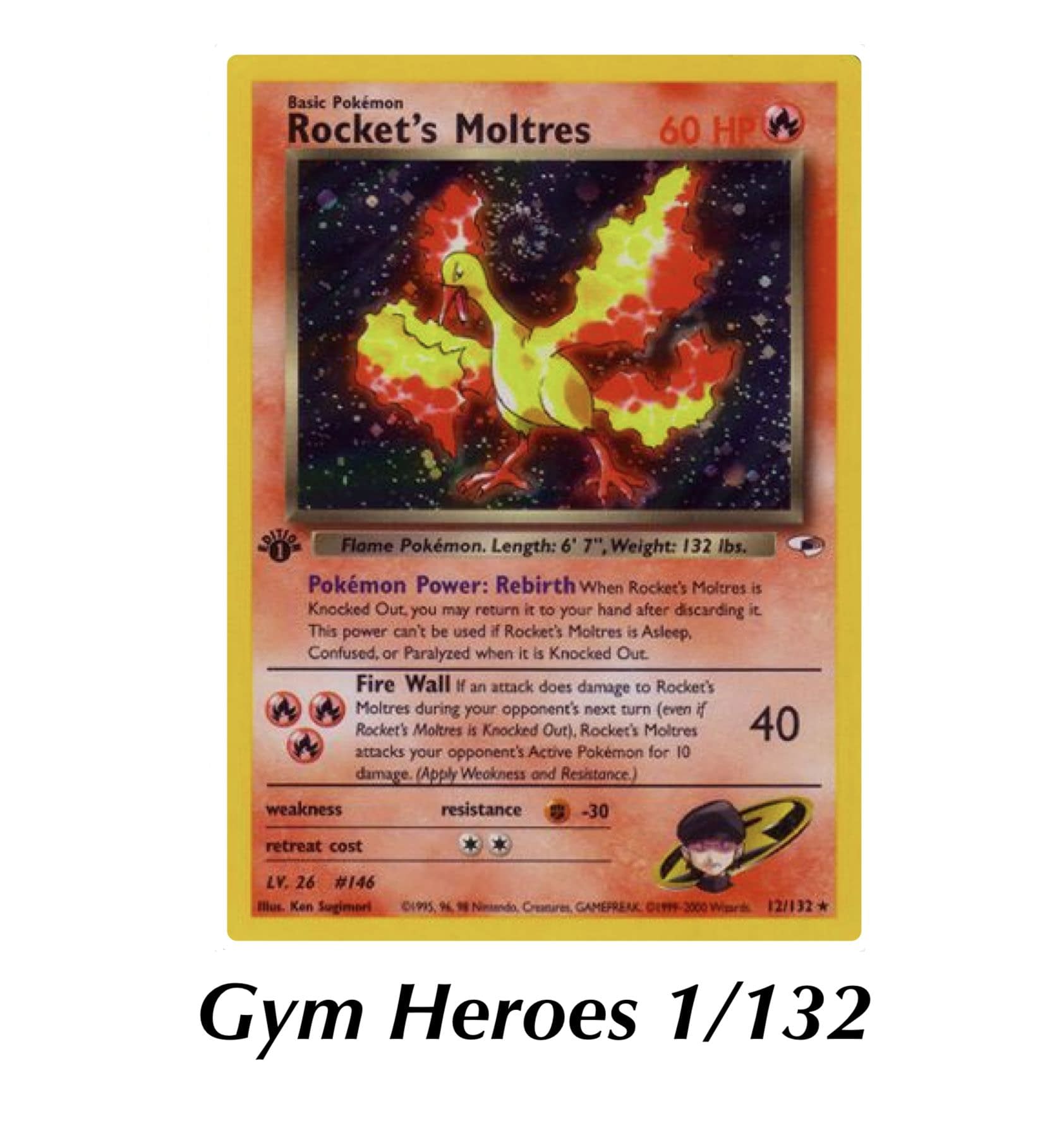 Rocket's Moltres. Pokemon Holofoil Real Card. 