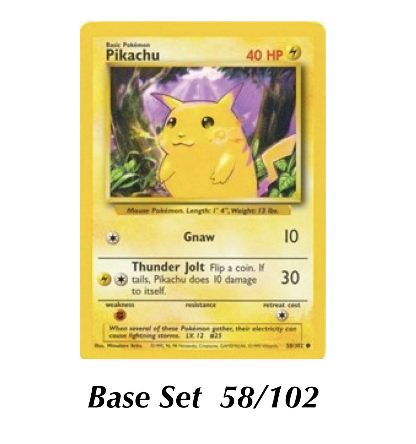 PIKACHU - Base Set - 58/102 - Pokemon Card - Unlimited Edition OG