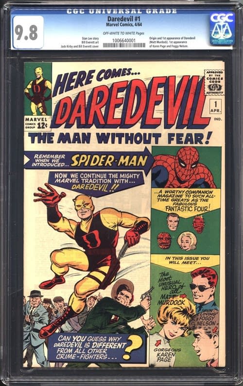 Daredevil #1 cover art by Jack Kirby, inked by Bill Everett, Marvel 1964.