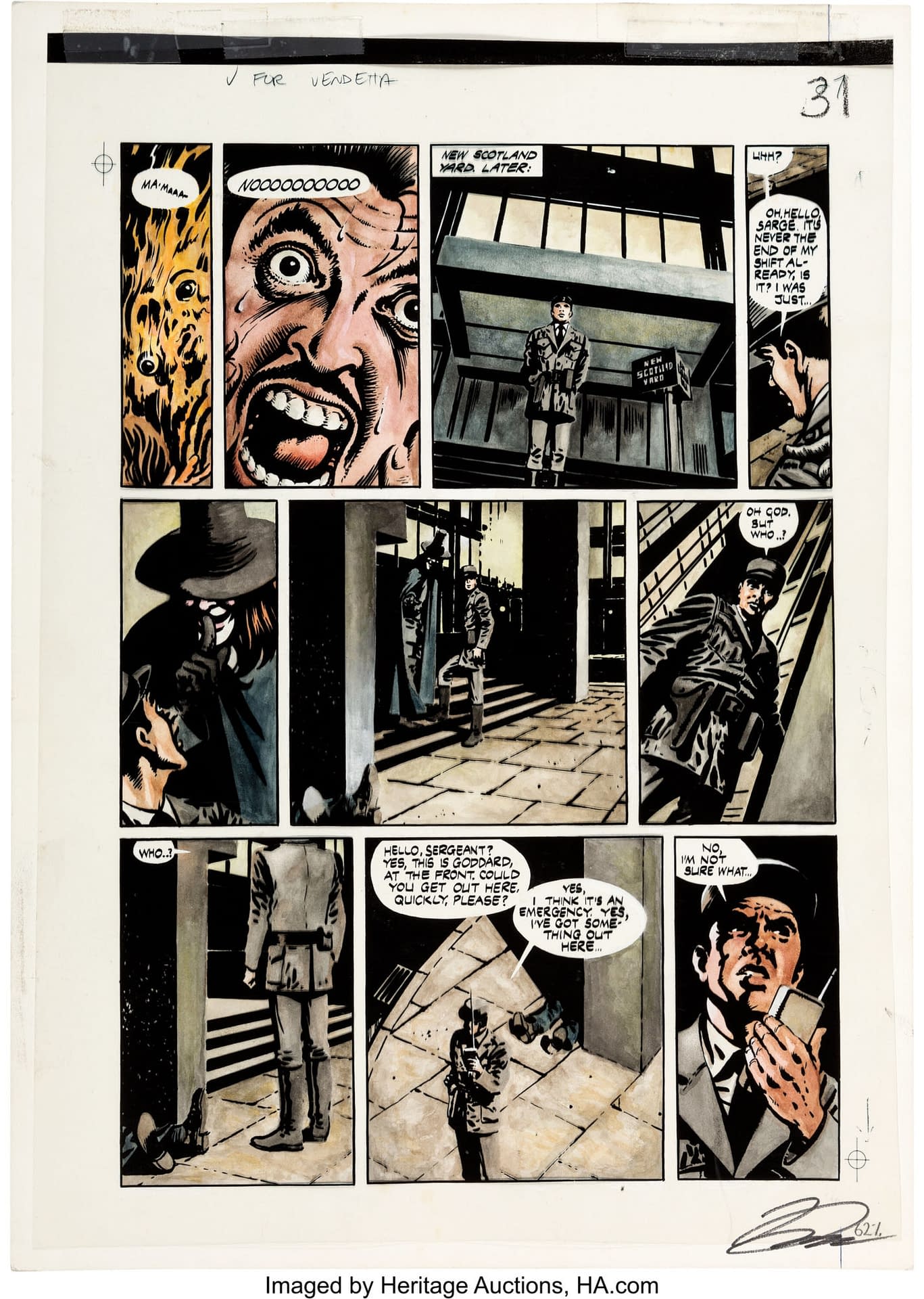 Alan Moore & David Lloyd's V For Vendetta Original Artwork At Auction