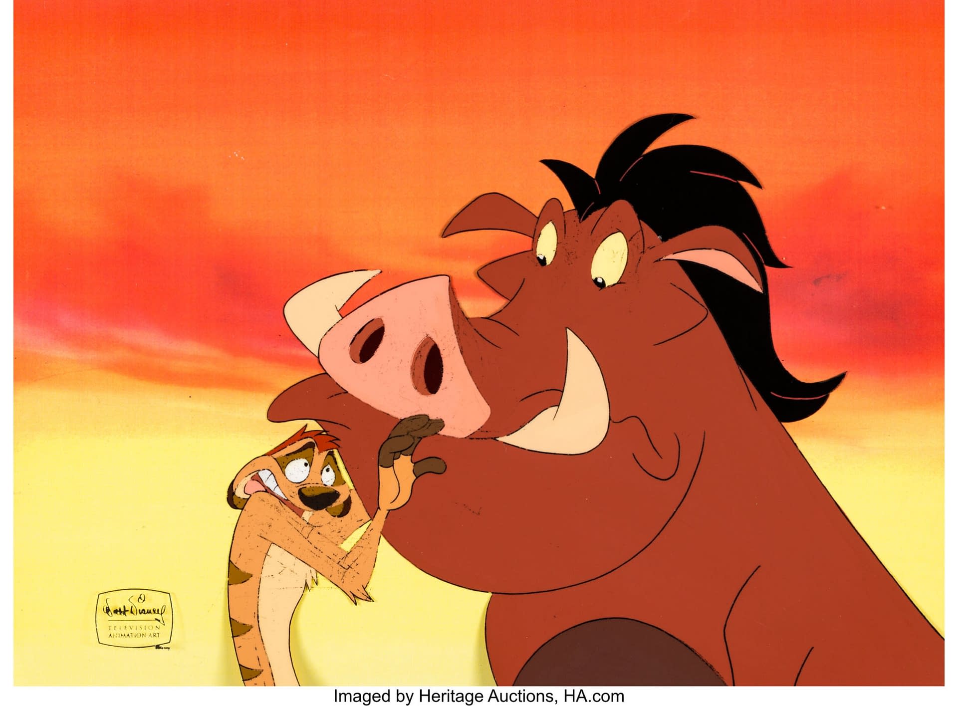 One Fan Will Win A The Lion King's Timon & Pumbaa Production Cel