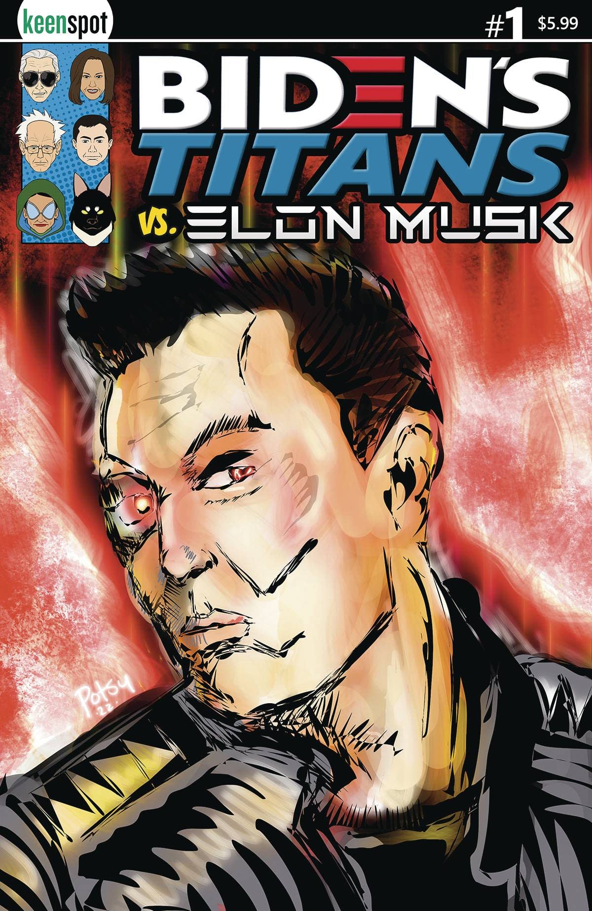 Bidens Titans vs Elon Musk #1 Cover E Gieni Troll Face Elon