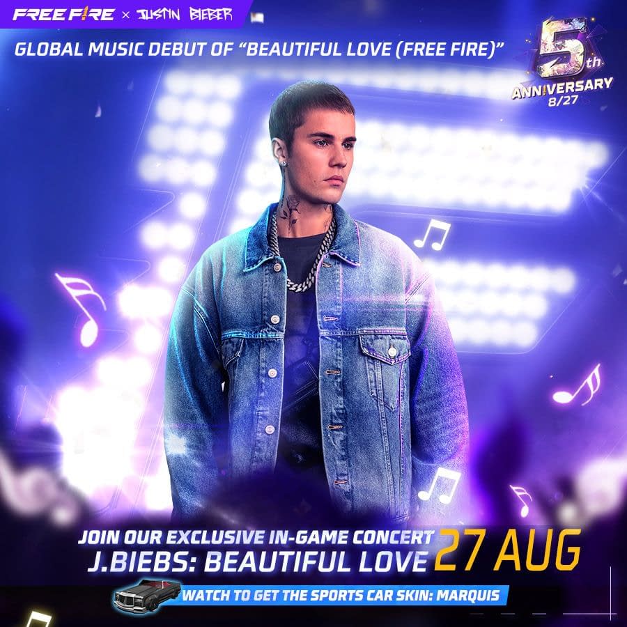 Free Fire vai comemorar 5 anos com música exclusiva de Justin
