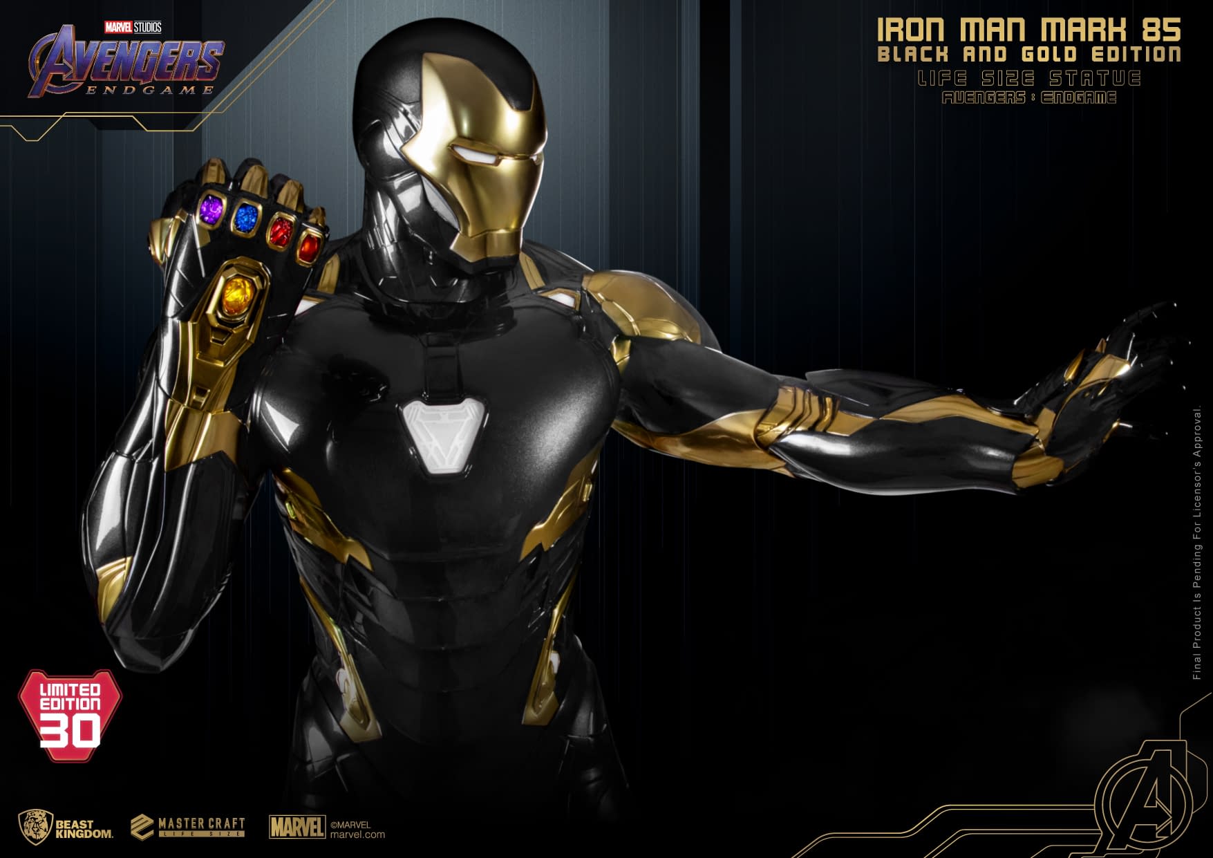 Life Size Iron Man Mark 85 Black & Gold Suit Debuts from Beast Kingdom