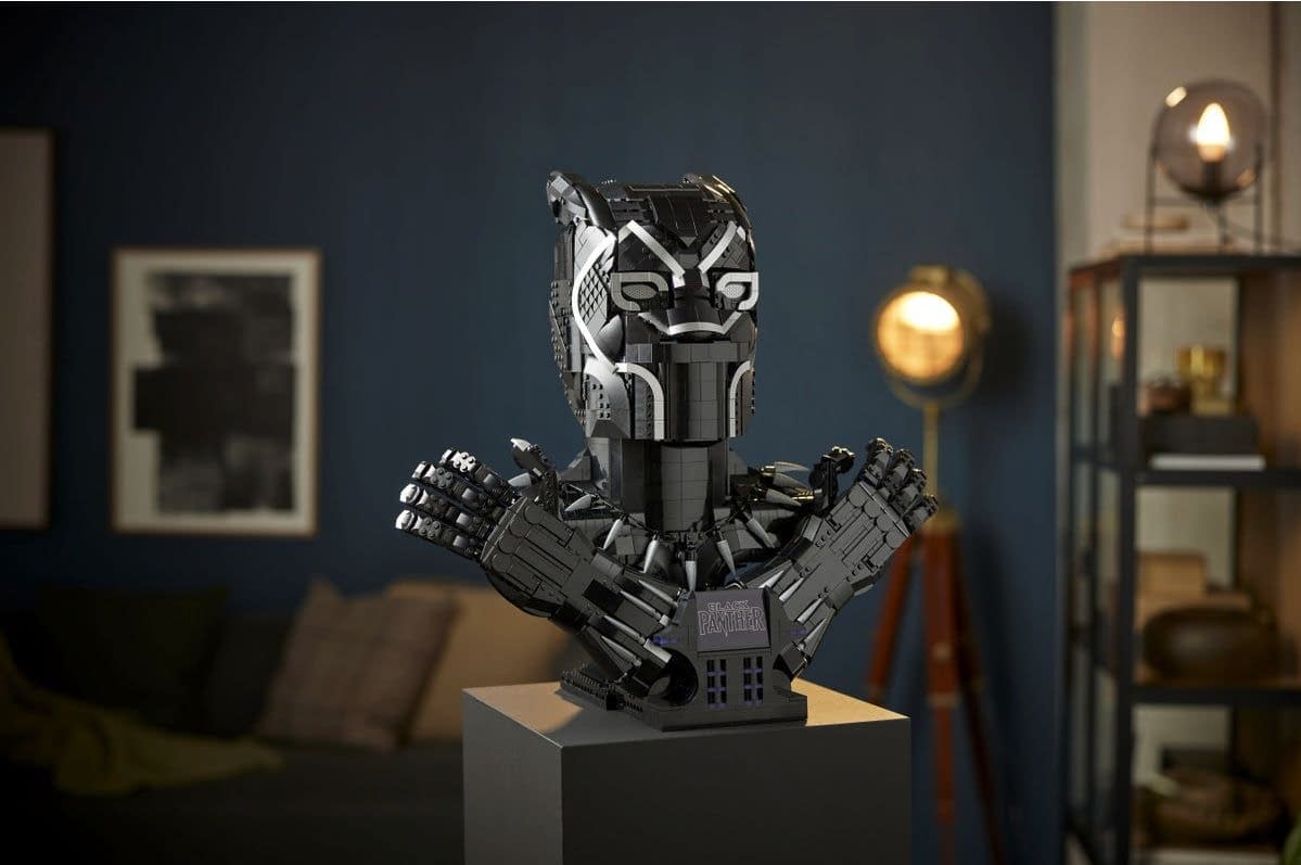 LifeSize Brick Built Black Panther Bust Coming Soon from LEGO