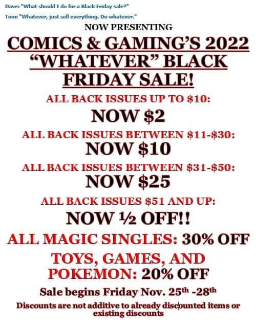 Black Friday Comic Stores