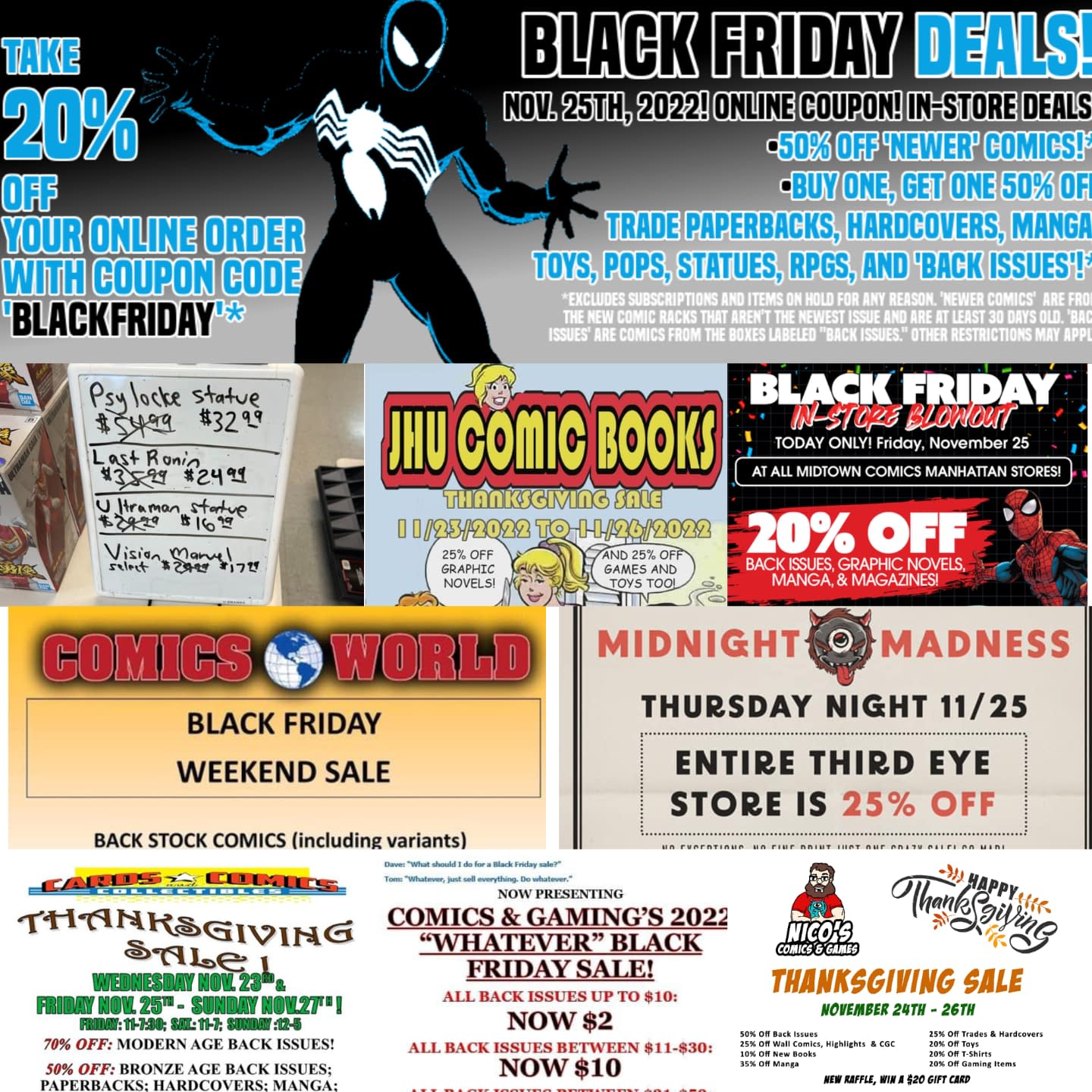 118 Black Friday Sales In Comic Shops & Stores Today