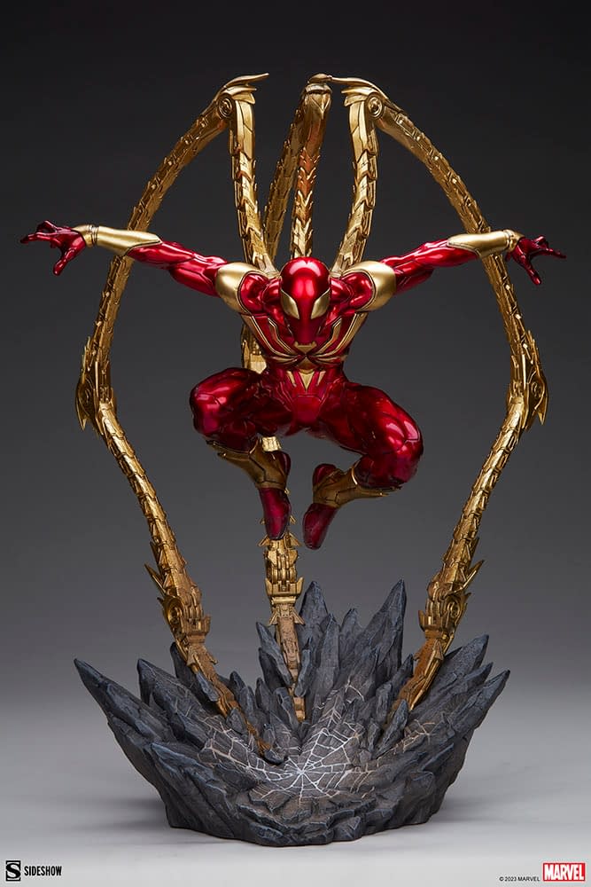 Spider-Man Supports Team Stark with New Sideshow Premium Statue 