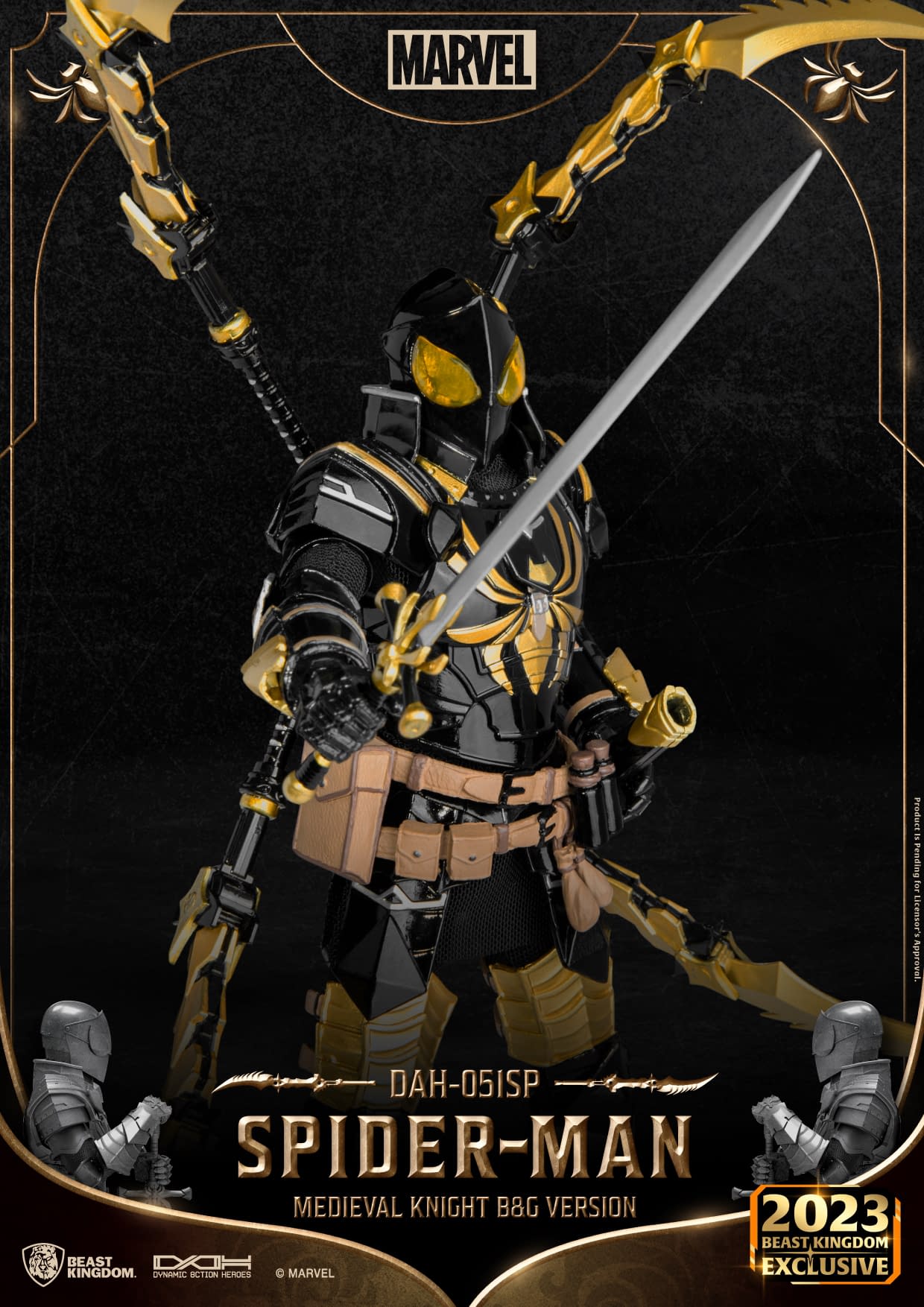Beast Kingdom Unveils SDCC Medieval Knight Spider-Man Black & Gold 