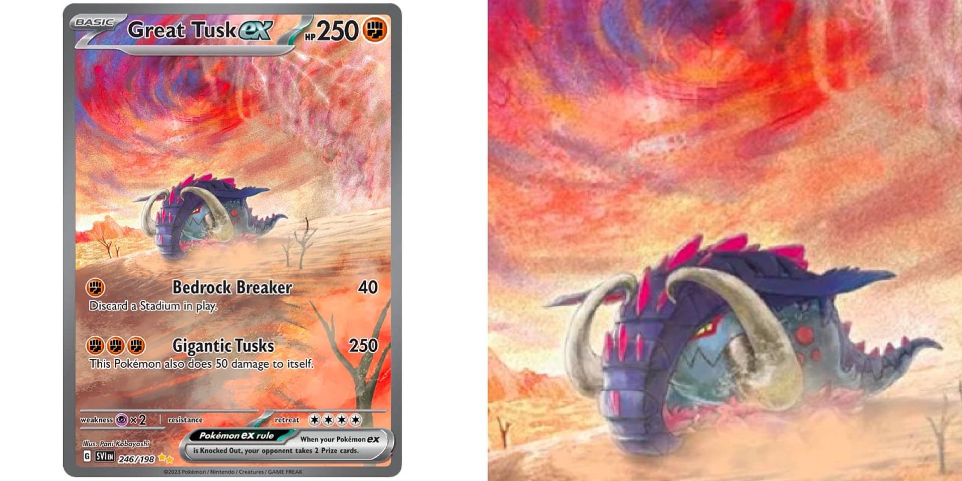 Cards Of Pokémon TCG Scarlet & Violet Pt 63 Great Tusk Illustration