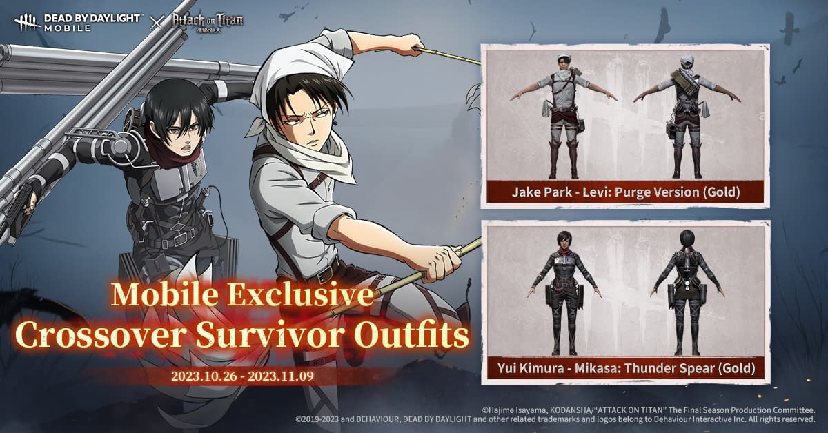 Dead by Daylight revela crossover com Attack on Titan, com skins