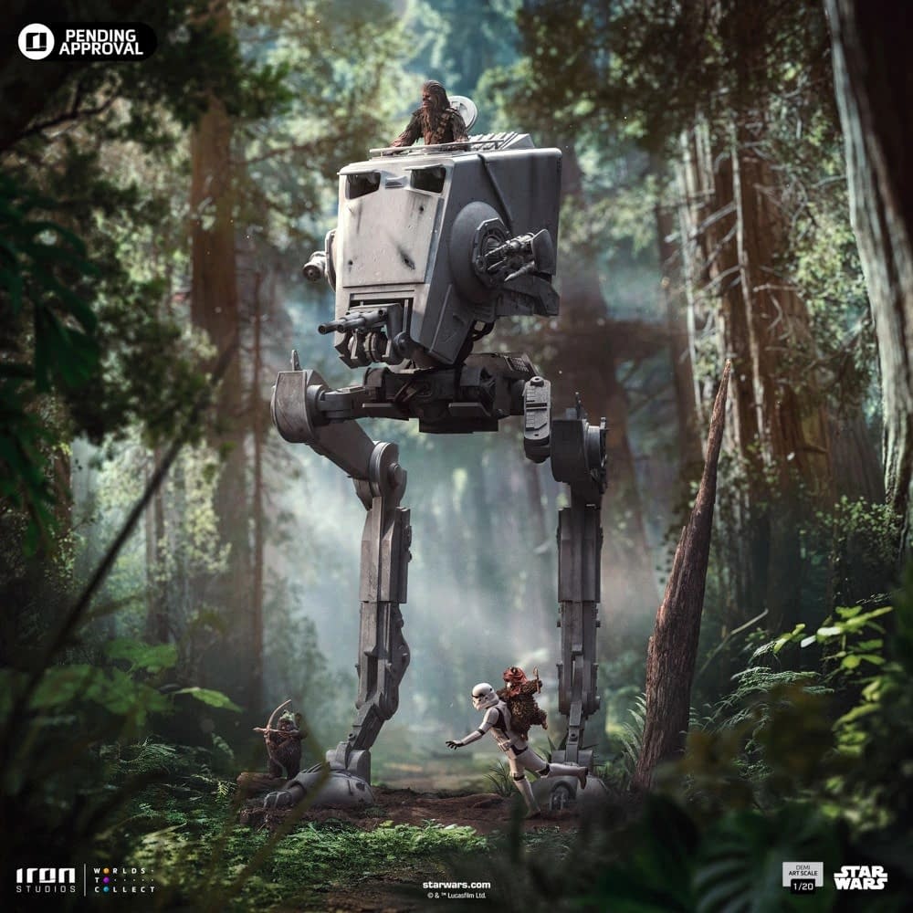 Chewbacca Gets a Ride with Iron Studios New Star Wars AT-ST Statue 