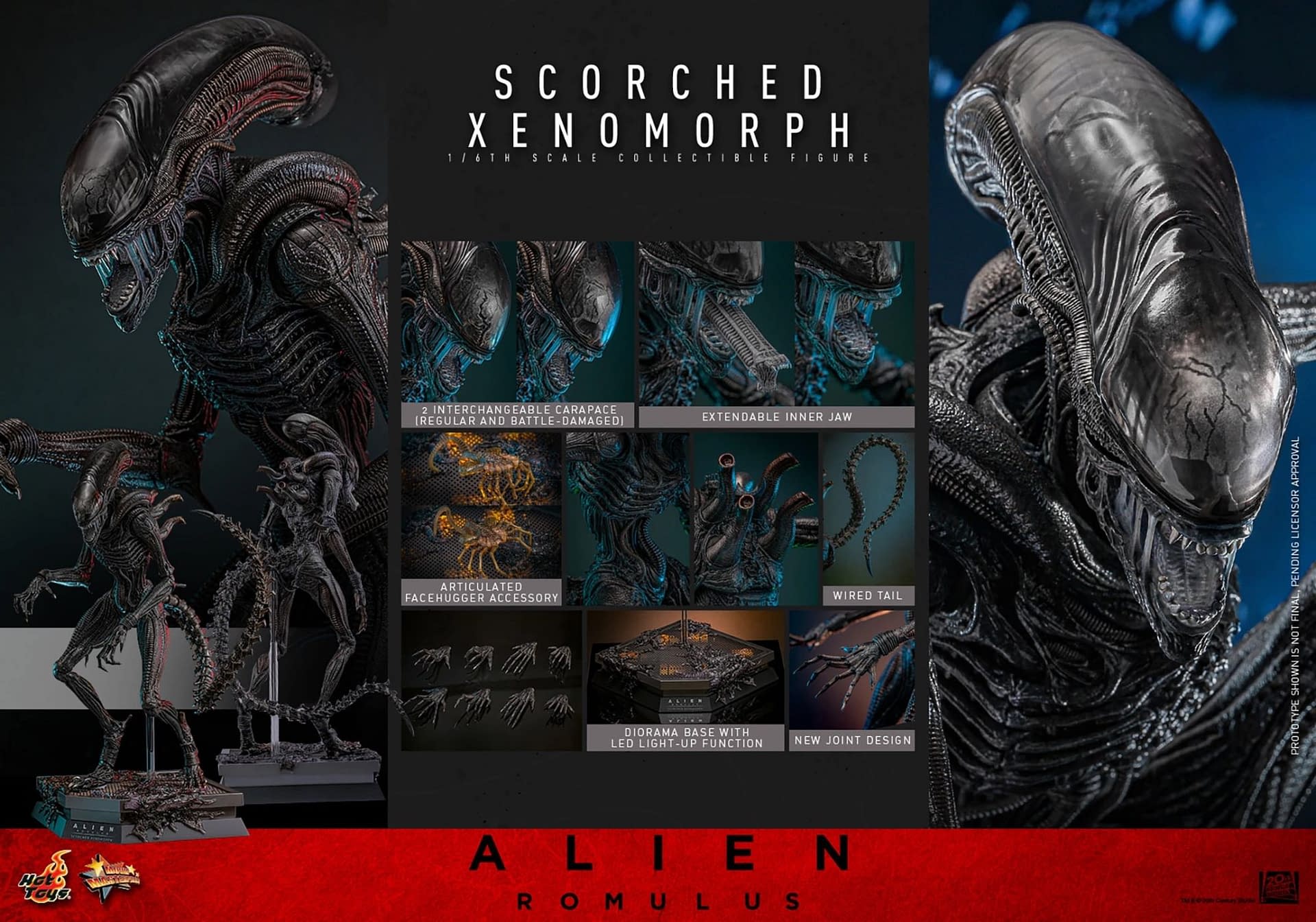 Hot Toys Unveils New Alien: Romulus 1/6 Scale Scorched Xenomorph 