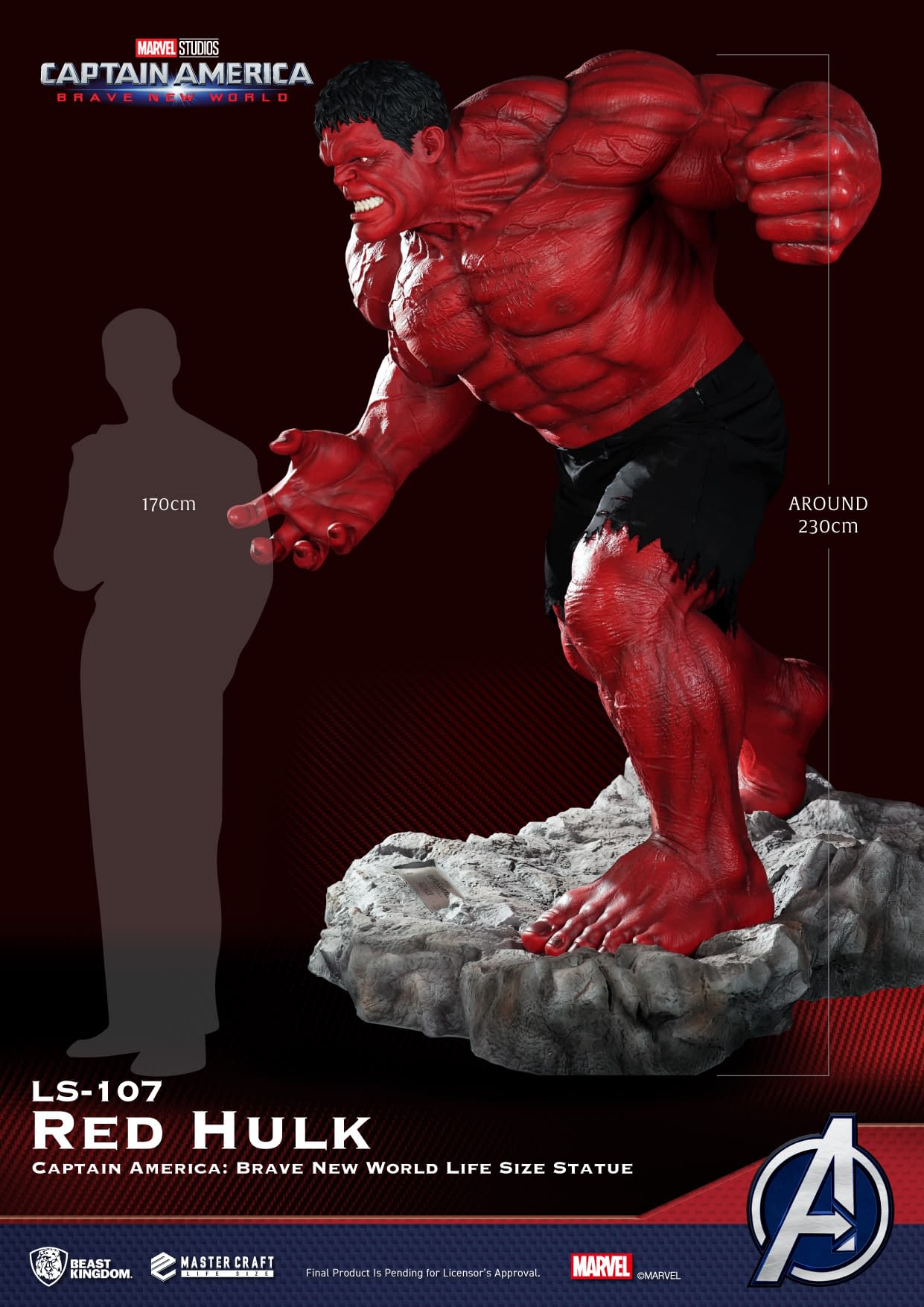 Life-Size $22,000 Red Hulk Statue Up for Purchase from Beast Kingdom 