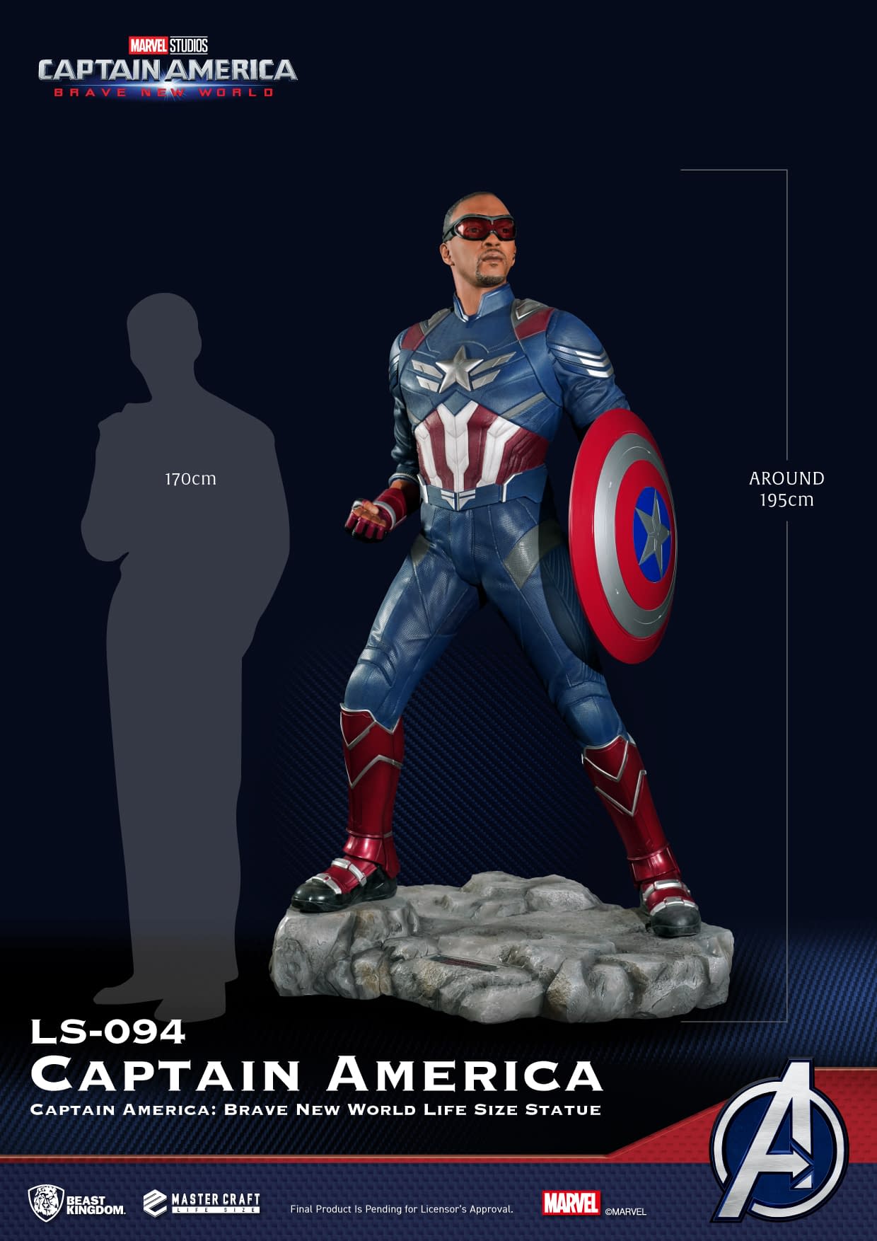 Beast Kingdom Reveals Life-Size Sam Wilson Captain America Statue
