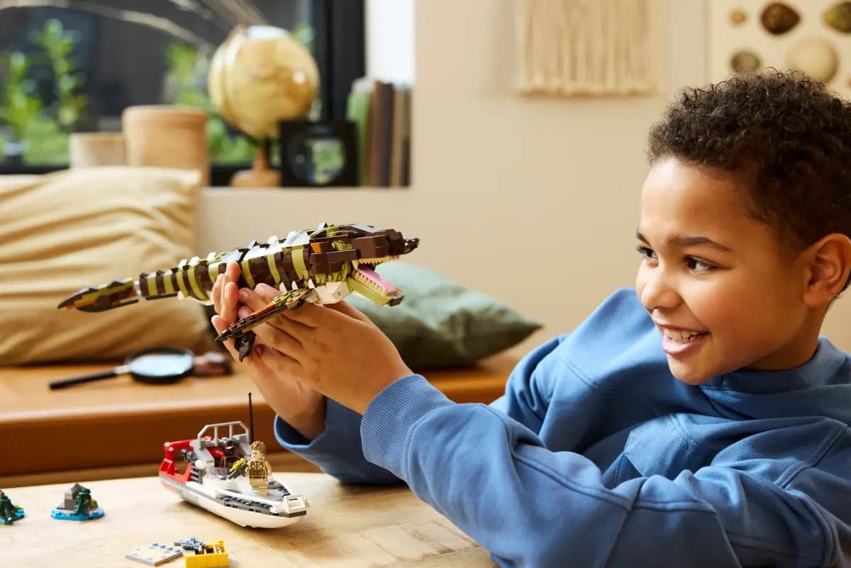 New LEGO Jurassic World Rebirth Brick-Built Mosasaurus Arrives